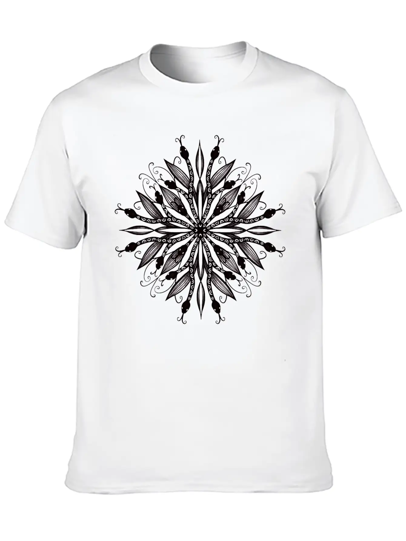 Gothic Mandala Leaves And Snakes Timeless Short Sleeve Tee – Comfy And Minimalist Design