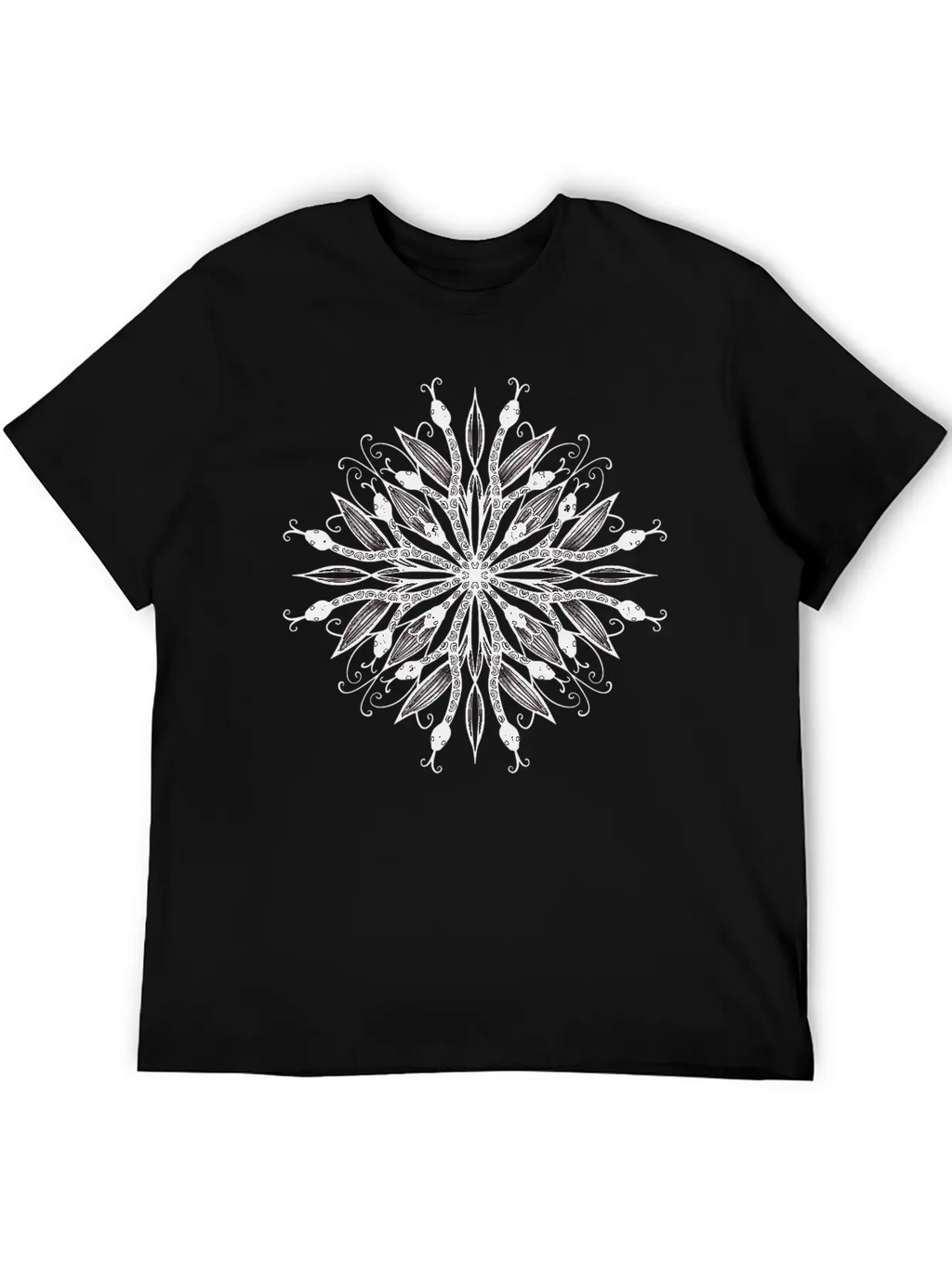 Gothic Mandala Leaves And Snakes Timeless Short Sleeve Tee – Comfy And Minimalist Design