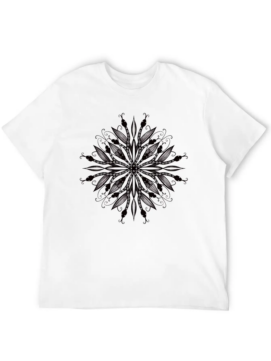 Gothic Mandala Leaves And Snakes Timeless Short Sleeve Tee – Comfy And Minimalist Design