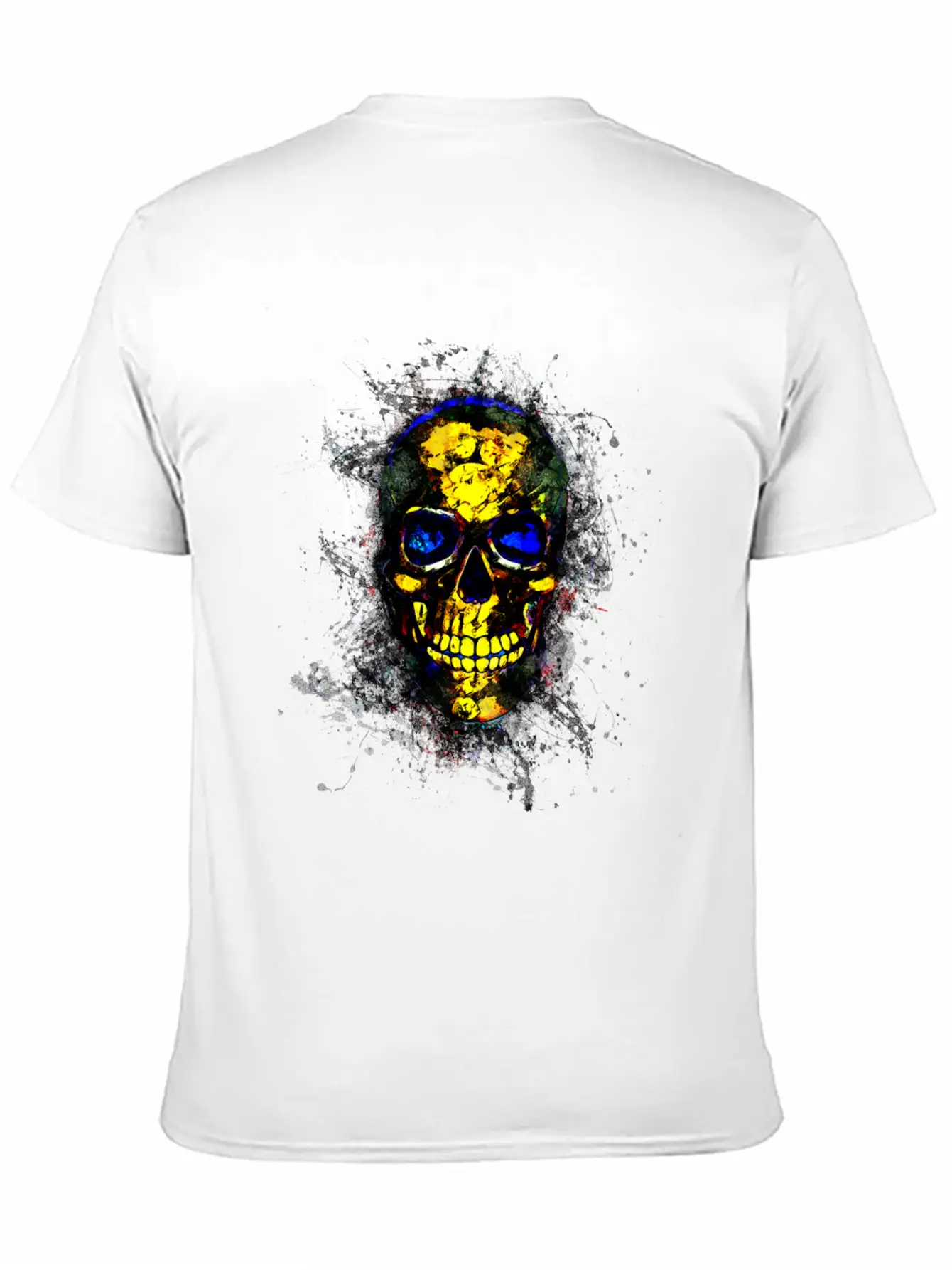 Gothic Skull Death Paint Splatter Art Breathable Soft Cotton T-Shirt – Timeless Casual Look