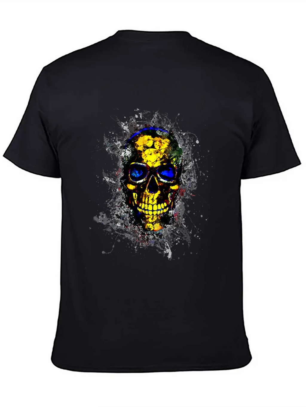 Gothic Skull Death Paint Splatter Art Breathable Soft Cotton T-Shirt – Timeless Casual Look