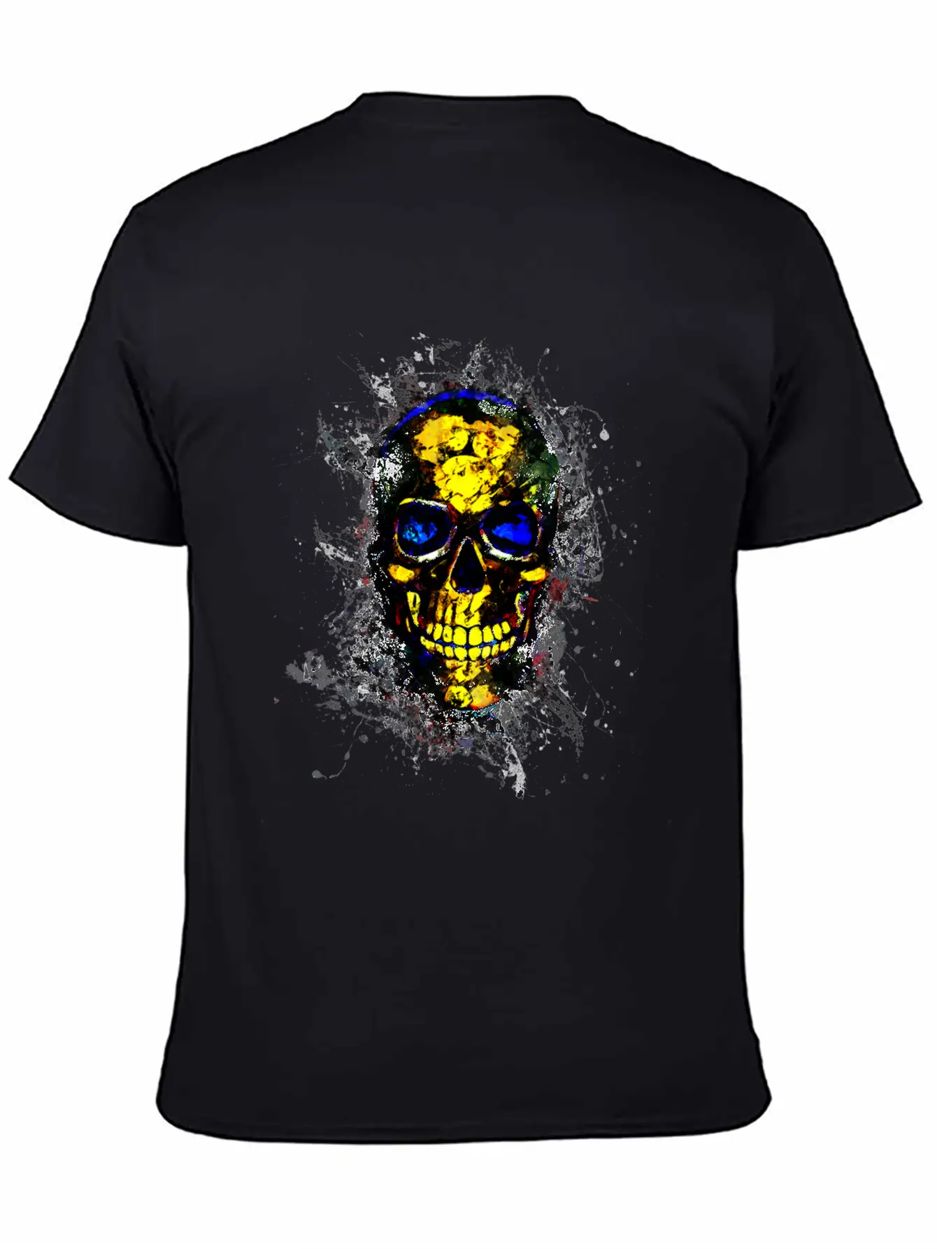 Gothic Skull Death Paint Splatter Art Breathable Soft Cotton T-Shirt – Timeless Casual Look