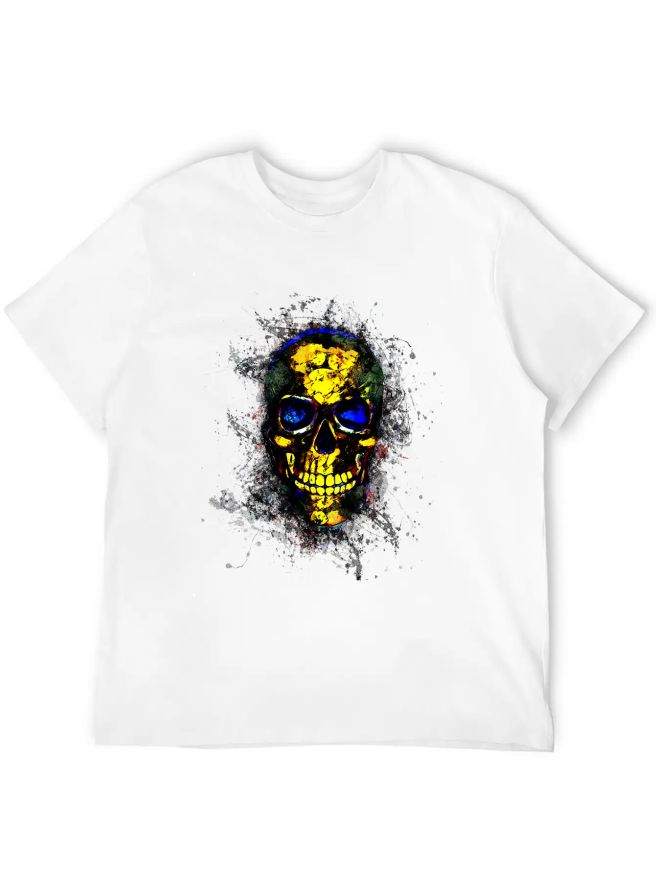 Gothic Skull Death Paint Splatter Art Breathable Soft Cotton T-Shirt – Timeless Casual Look