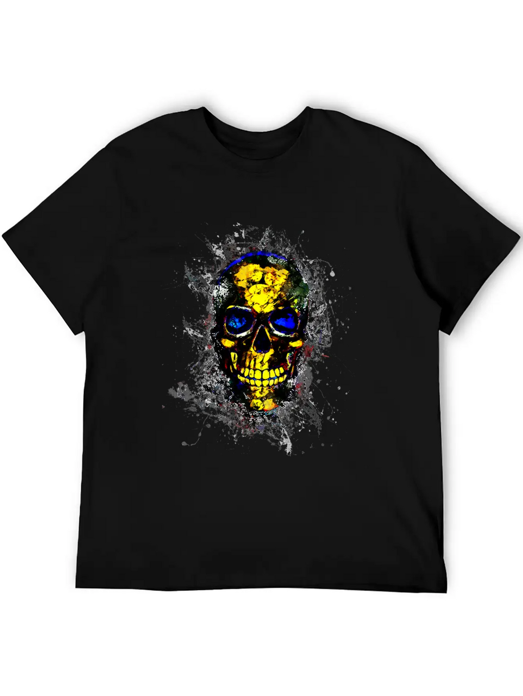 Gothic Skull Death Paint Splatter Art Breathable Soft Cotton T-Shirt – Timeless Casual Look