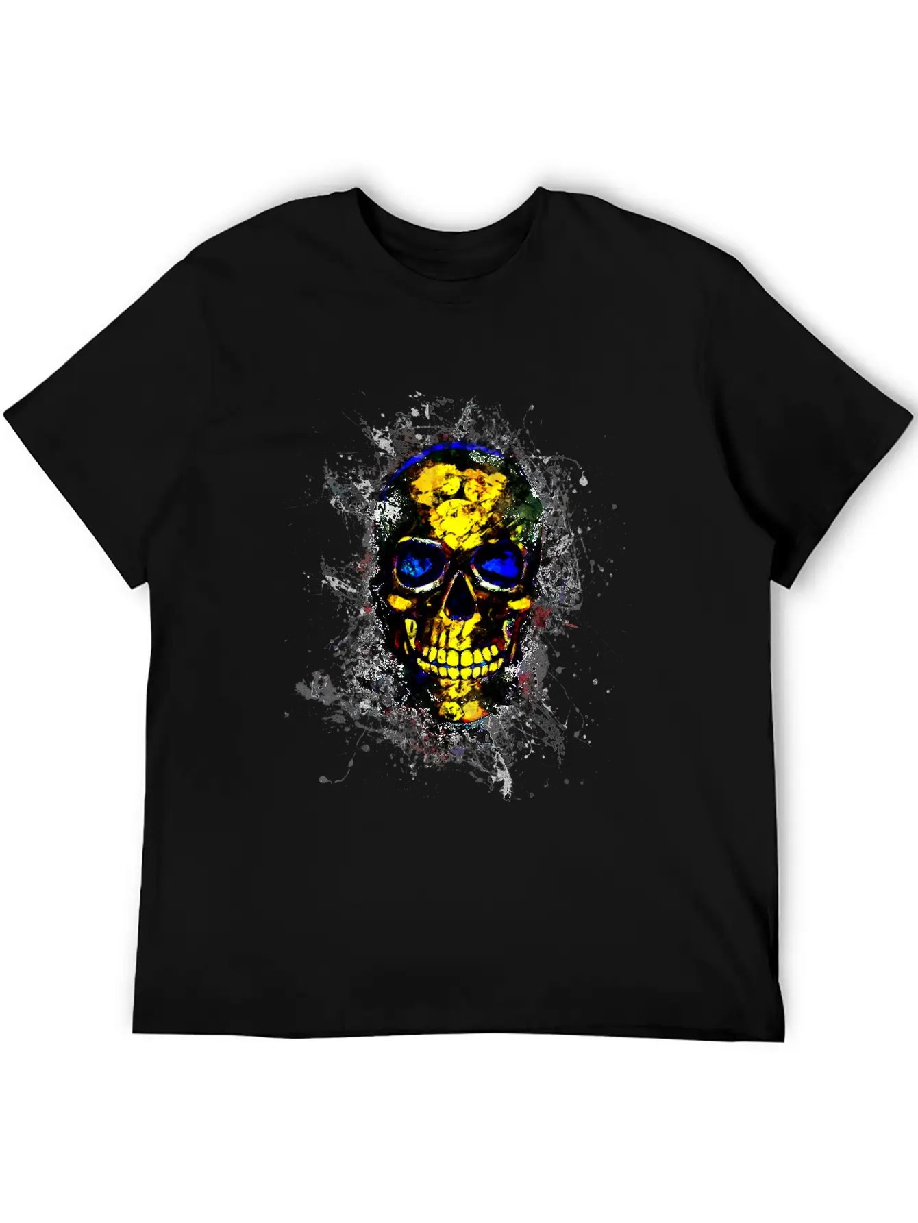 Gothic Skull Death Paint Splatter Art Breathable Soft Cotton T-Shirt – Timeless Casual Look