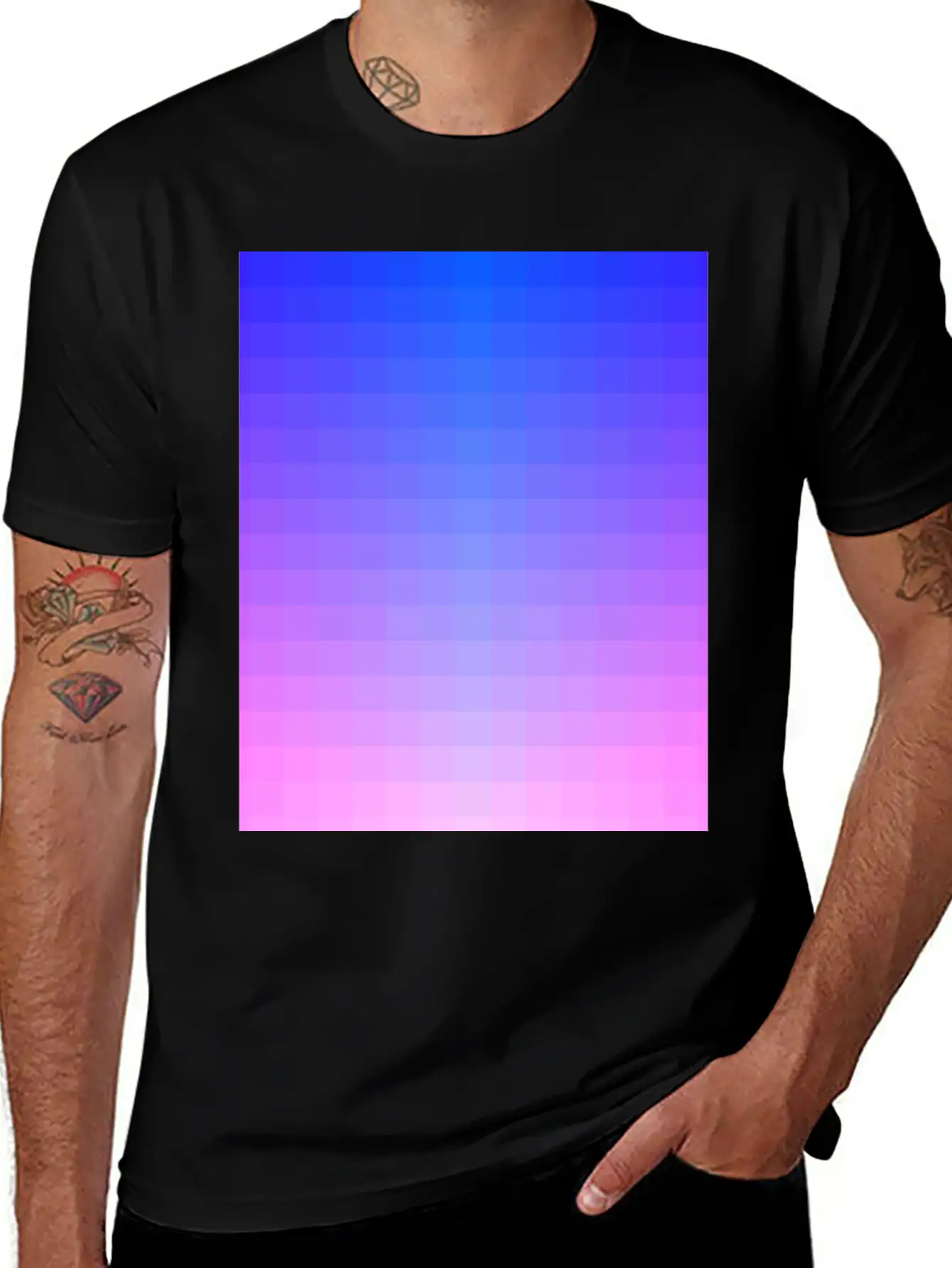 Gradient Color Pixel Pattern #2 Essential Cotton Tee For Daily Outfits – Unisex Style