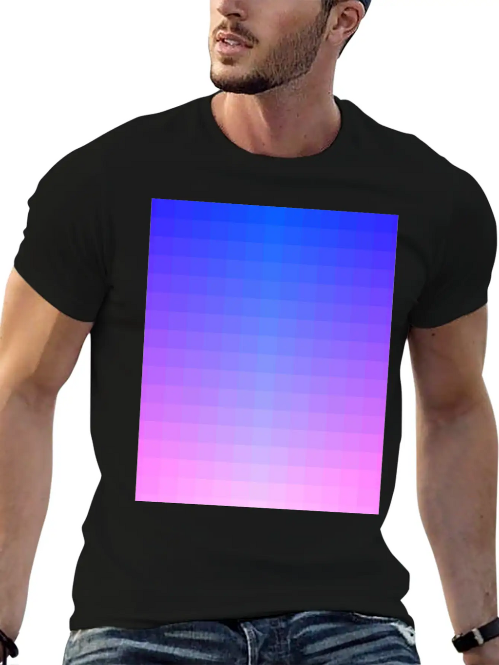 Gradient Color Pixel Pattern #2 Essential Cotton Tee For Daily Outfits – Unisex Style