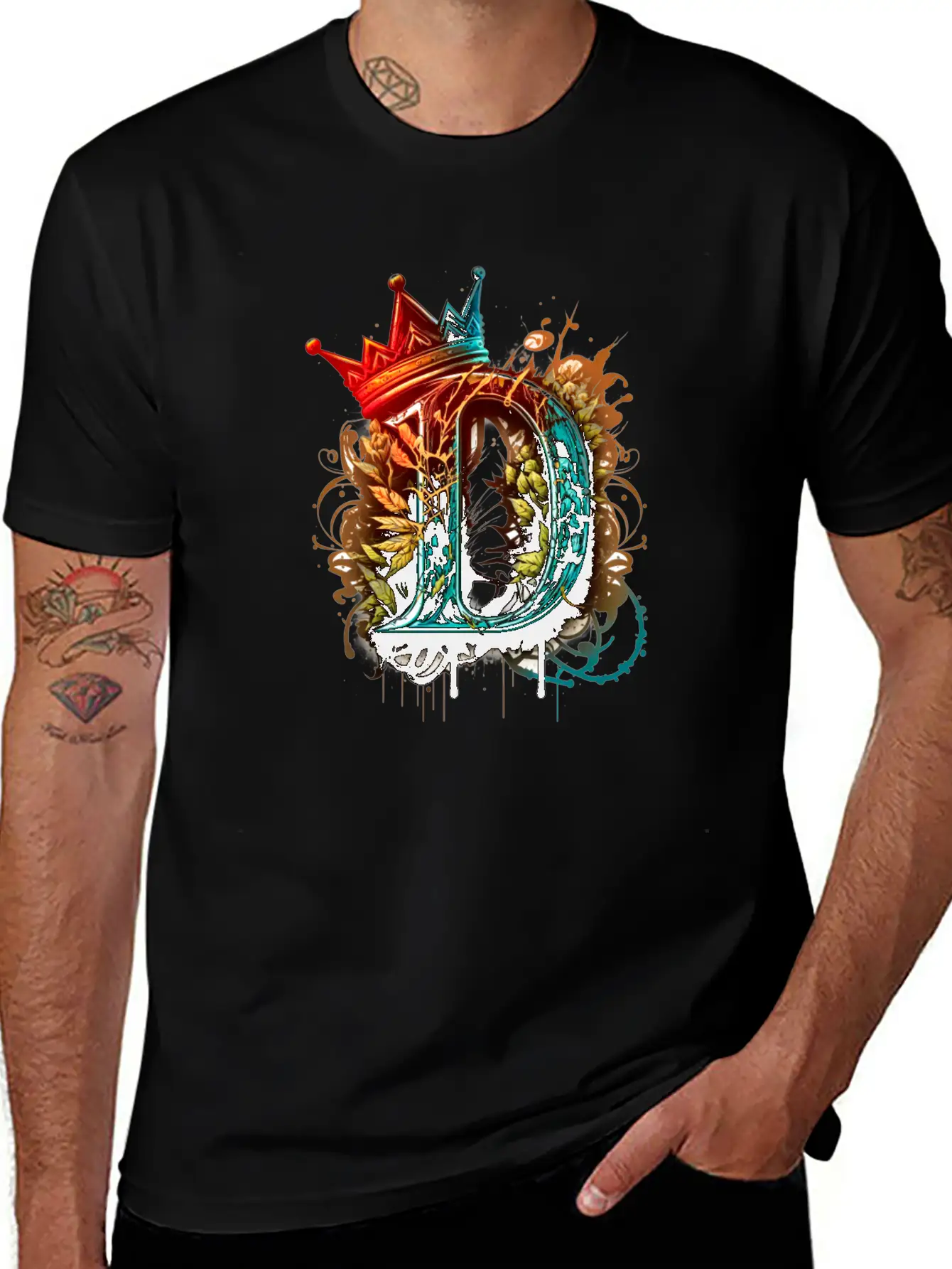 Graffiti Initial Letter "D" With 👑 Unisex Casual T-Shirt – Clean Design For Daily Comfort
