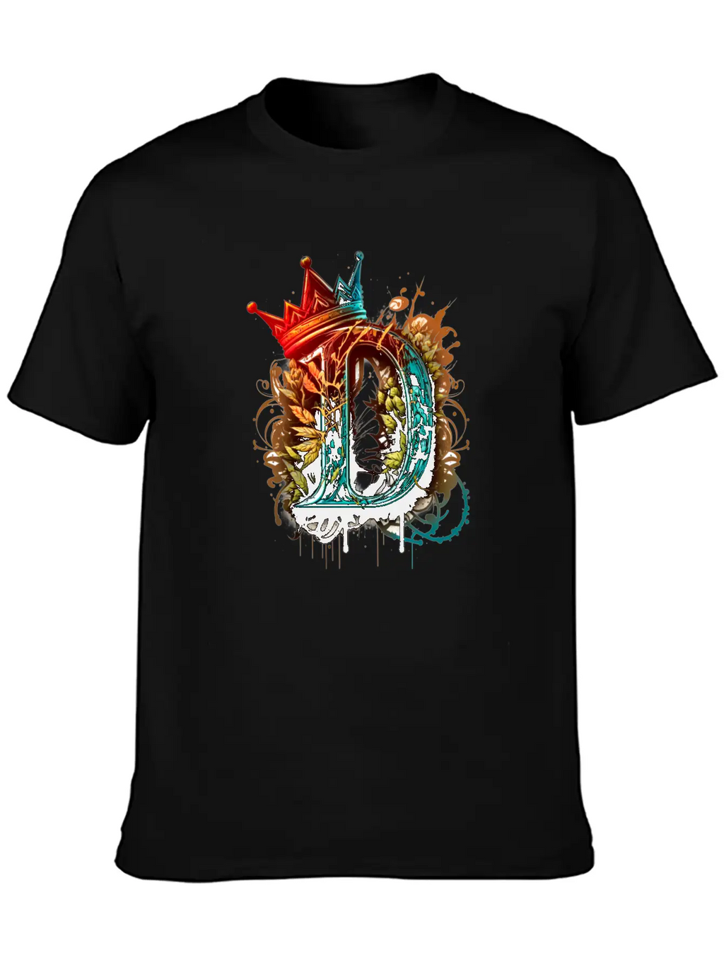 Graffiti Initial Letter "D" With 👑 Unisex Casual T-Shirt – Clean Design For Daily Comfort