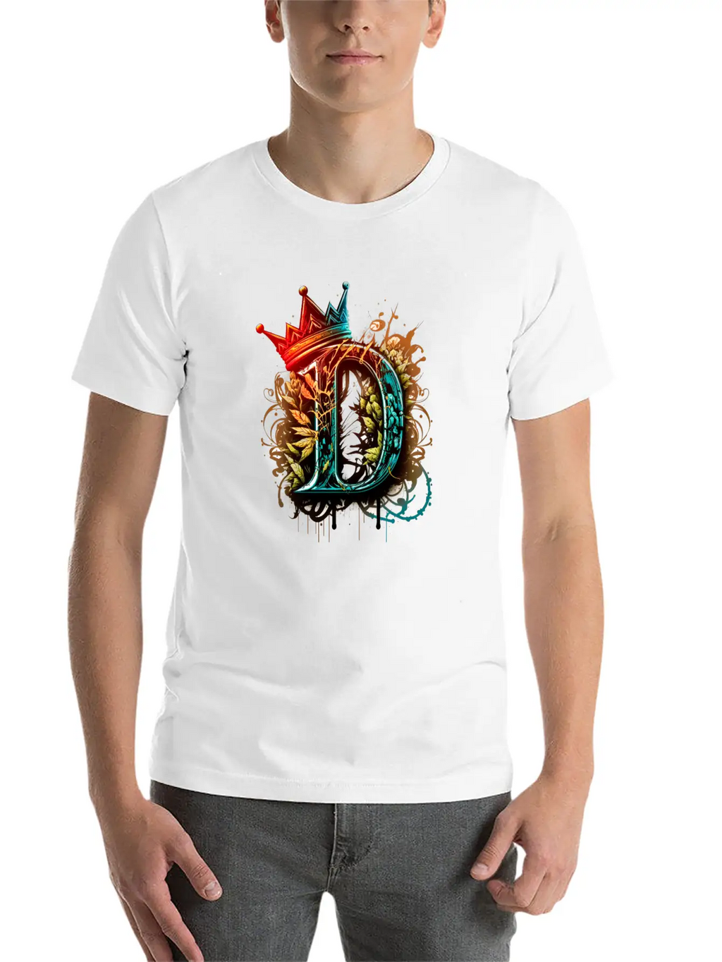 Graffiti Initial Letter "D" With 👑 Unisex Casual T-Shirt – Clean Design For Daily Comfort