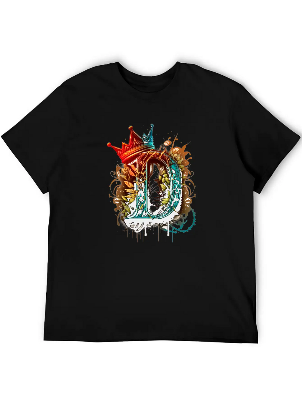 Graffiti Initial Letter "D" With 👑 Unisex Casual T-Shirt – Clean Design For Daily Comfort