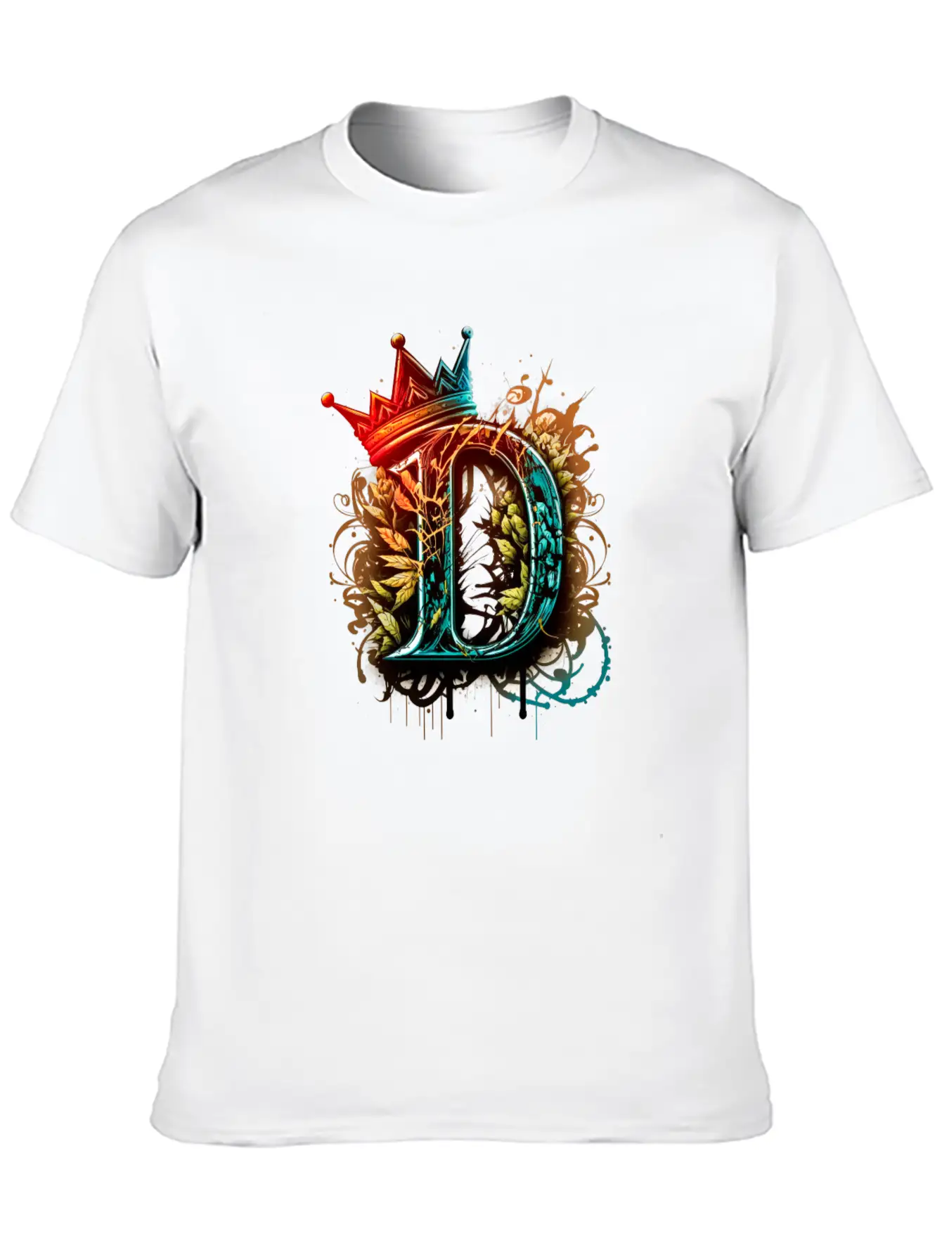 Graffiti Initial Letter "D" With 👑 Unisex Casual T-Shirt – Clean Design For Daily Comfort