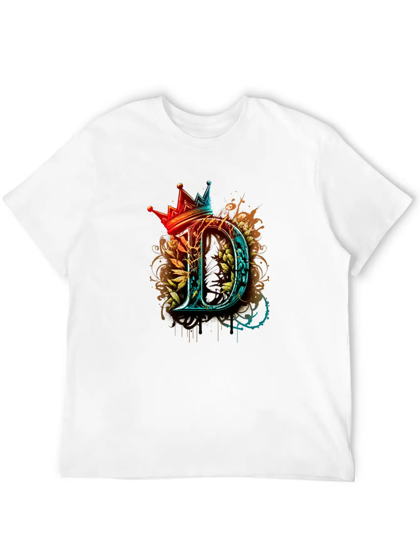 Graffiti Initial Letter "D" With 👑 Unisex Casual T-Shirt – Clean Design For Daily Comfort