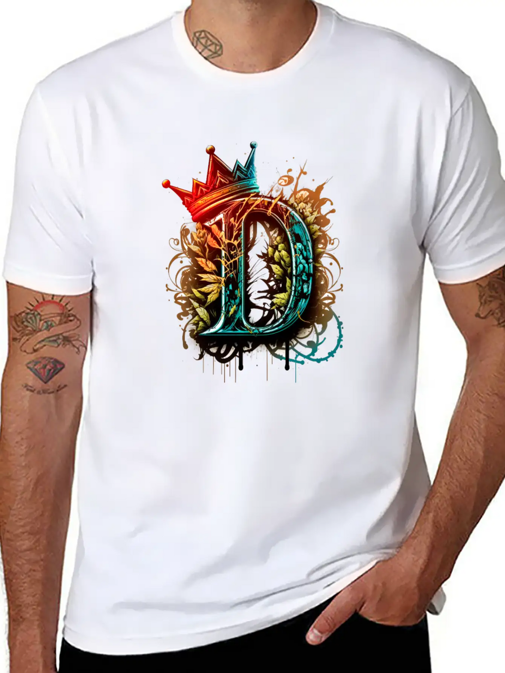 Graffiti Initial Letter "D" With 👑 Unisex Casual T-Shirt – Clean Design For Daily Comfort