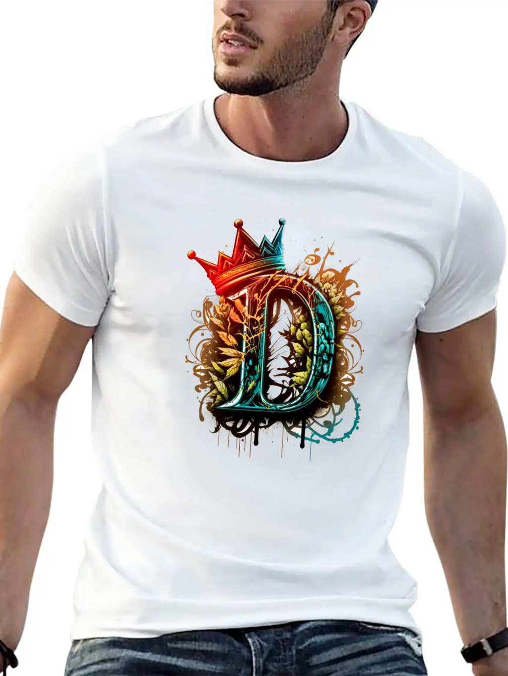 Graffiti Initial Letter "D" With 👑 Unisex Casual T-Shirt – Clean Design For Daily Comfort