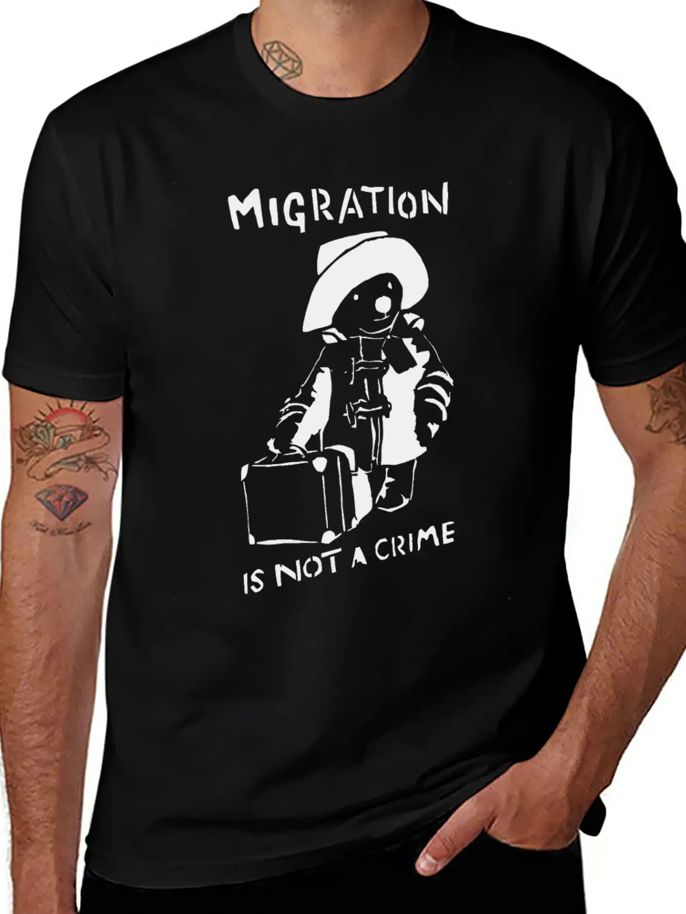 Graffiti Tshirt Migration Is Not A Crime Shirts Unisex Casual T-Shirt – Clean Design For Daily Comfort