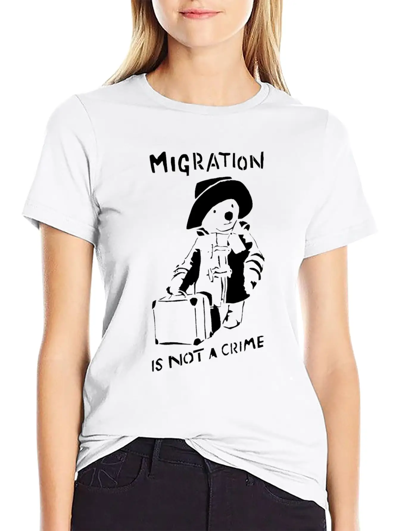 Graffiti Tshirt Migration Is Not A Crime Shirts Unisex Casual T-Shirt – Clean Design For Daily Comfort