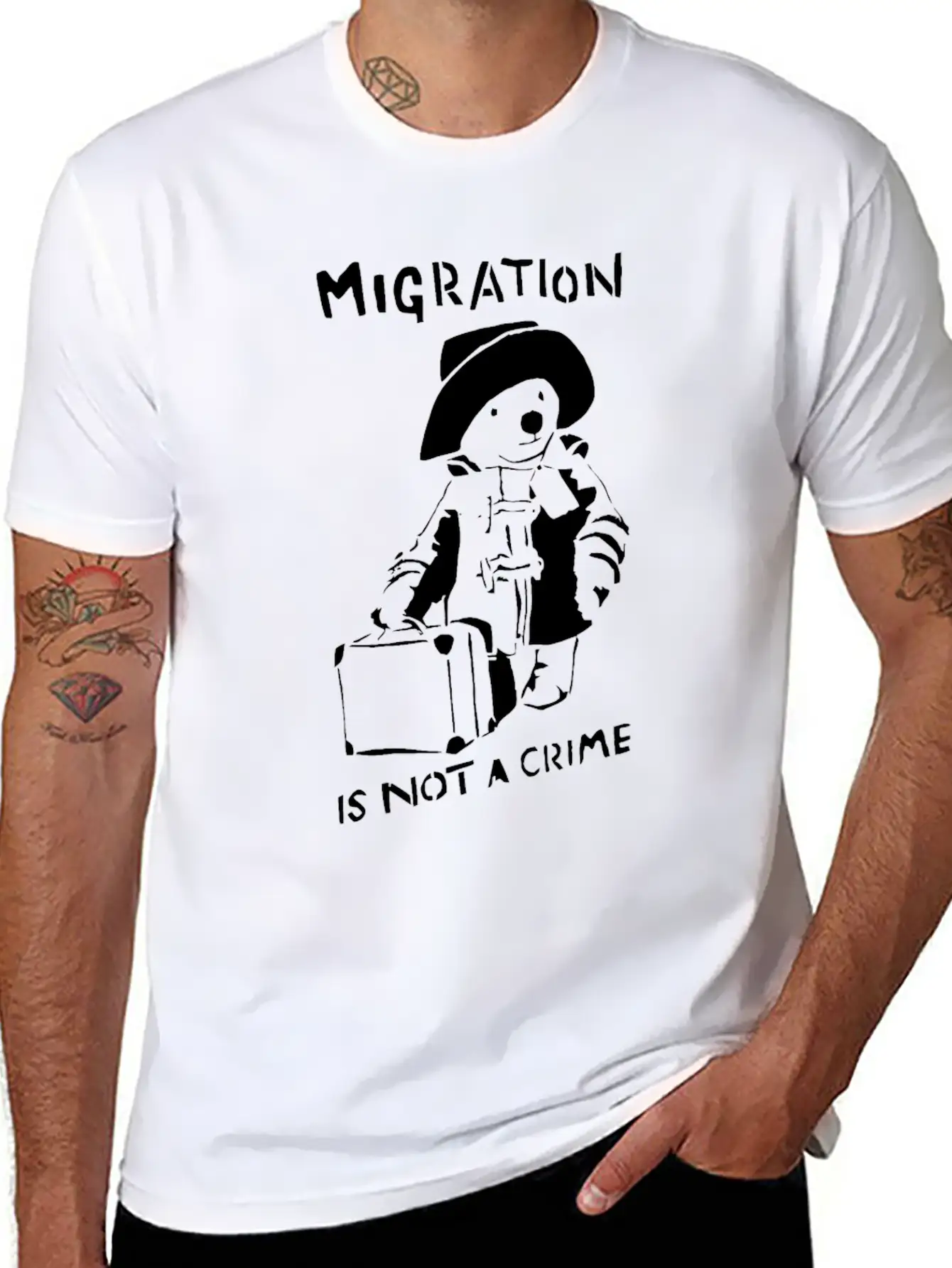 Graffiti Tshirt Migration Is Not A Crime Shirts Unisex Casual T-Shirt – Clean Design For Daily Comfort