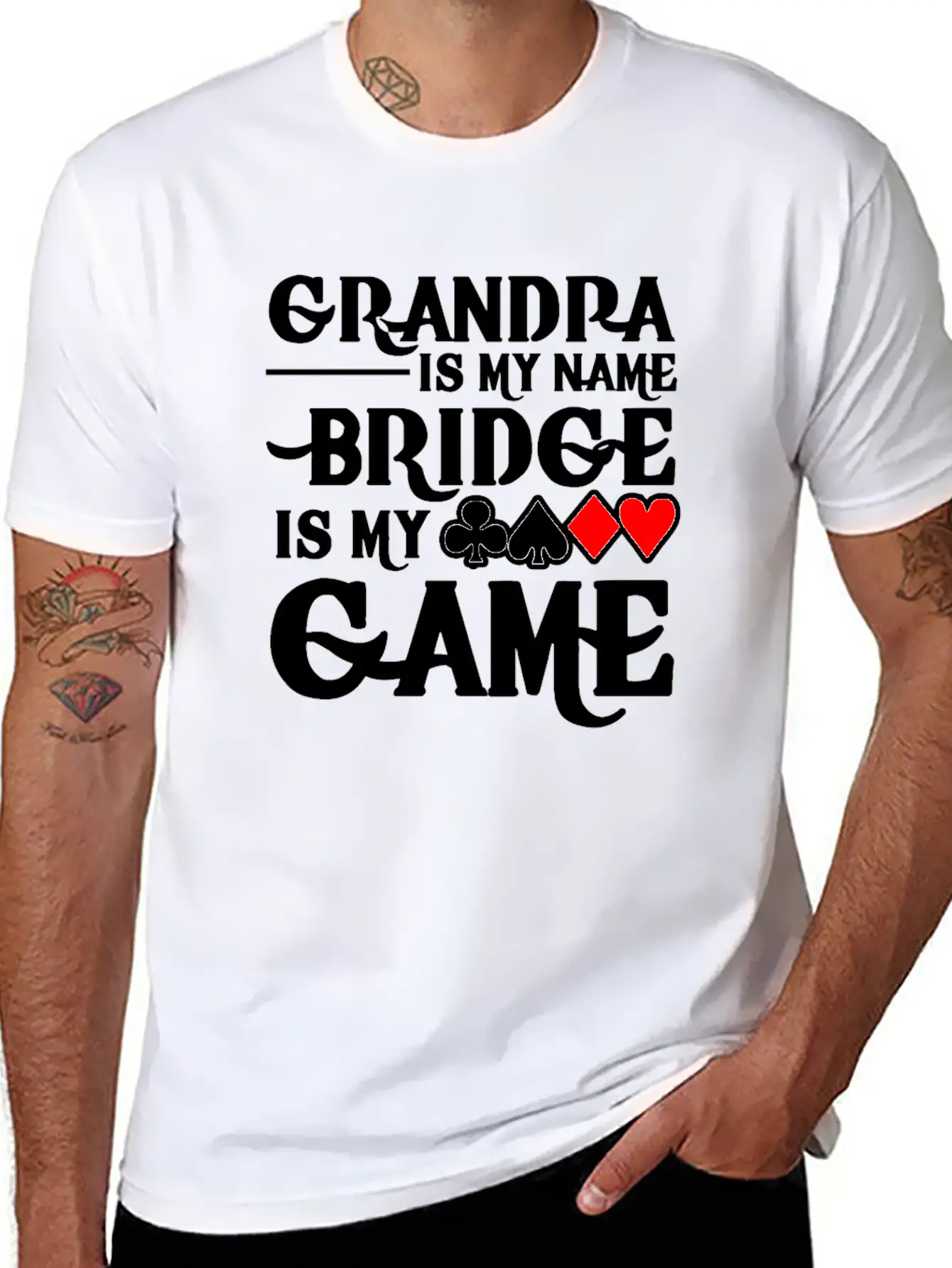 Grandpa Is My Name Bridge Card Is My Game Breathable Soft Cotton T-Shirt – Timeless Casual Look