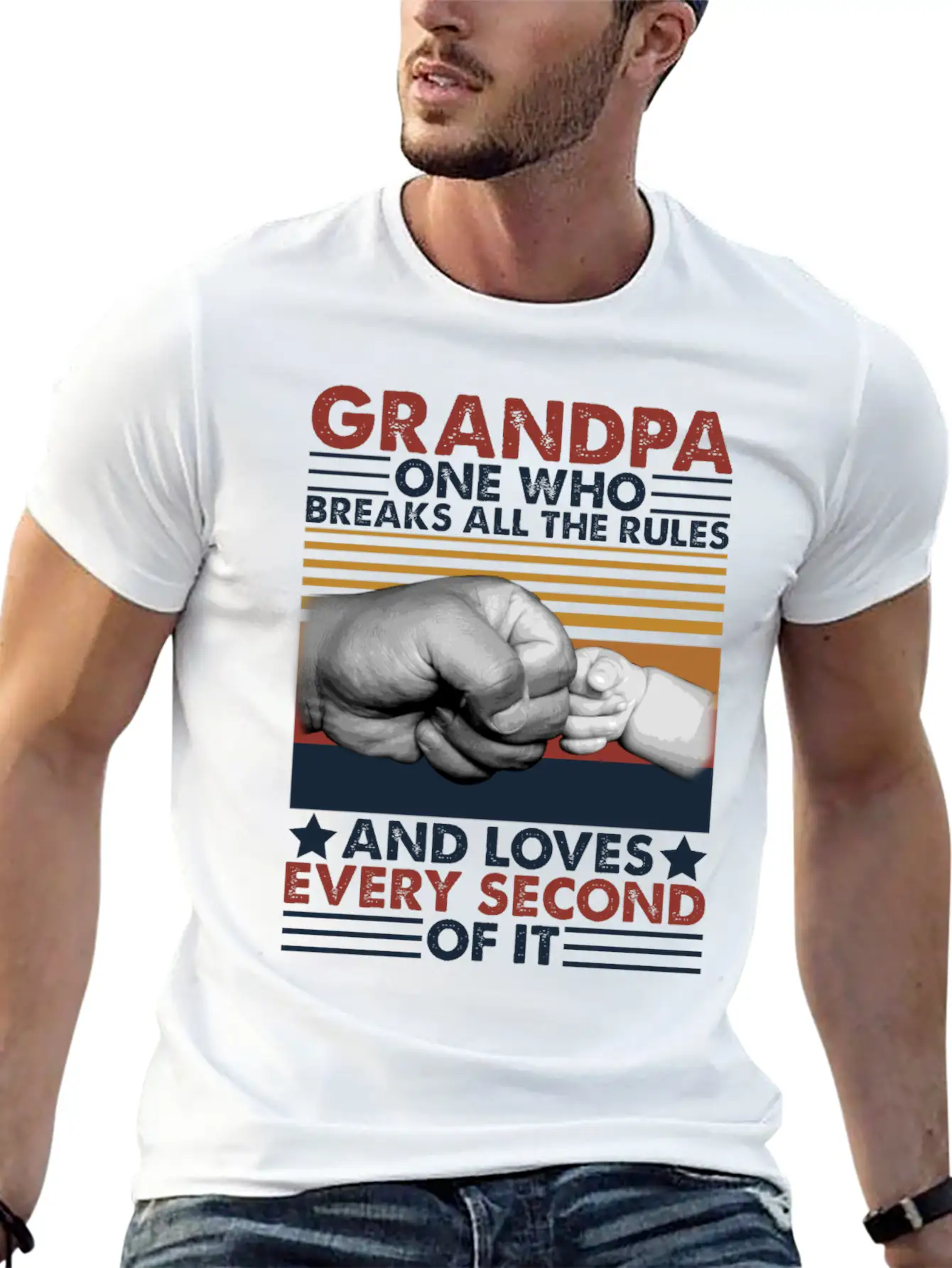 Grandpa One Who Breaks All The Rules Loves Breathable Graphic T-Shirt – Perfect For Casual Days