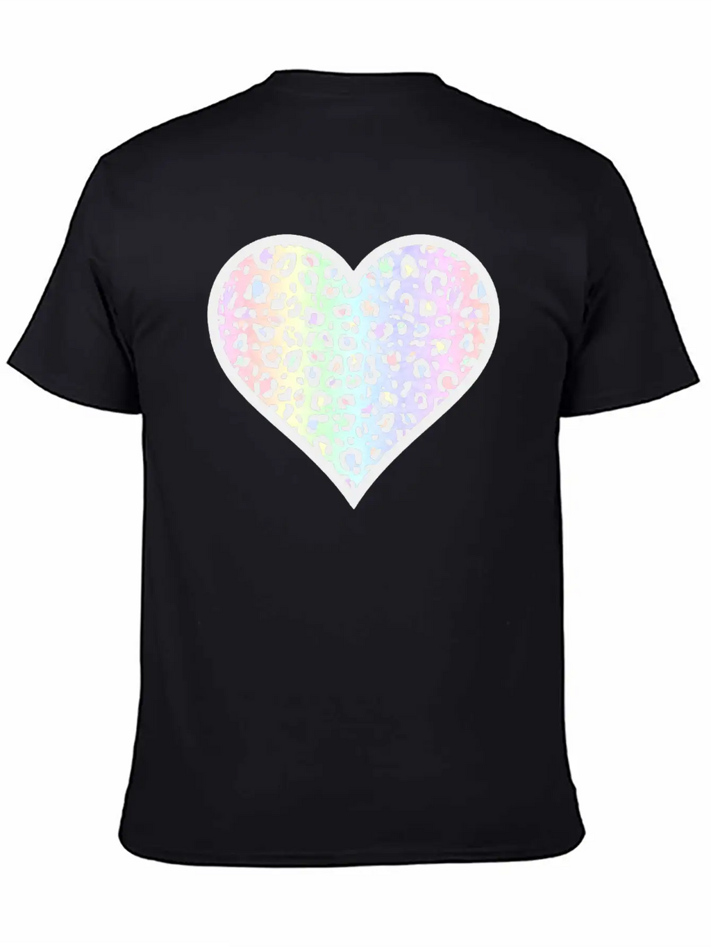Gray And Pastel Leopard Print Heart Design Timeless Short Sleeve Tee – Comfy And Minimalist Design