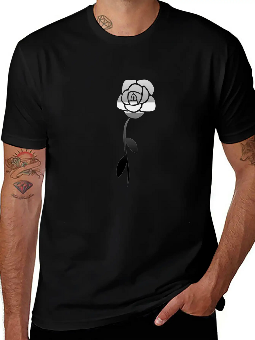 Gray Flower Plant Blossom Breathable Soft Cotton T-Shirt – Timeless Casual Look