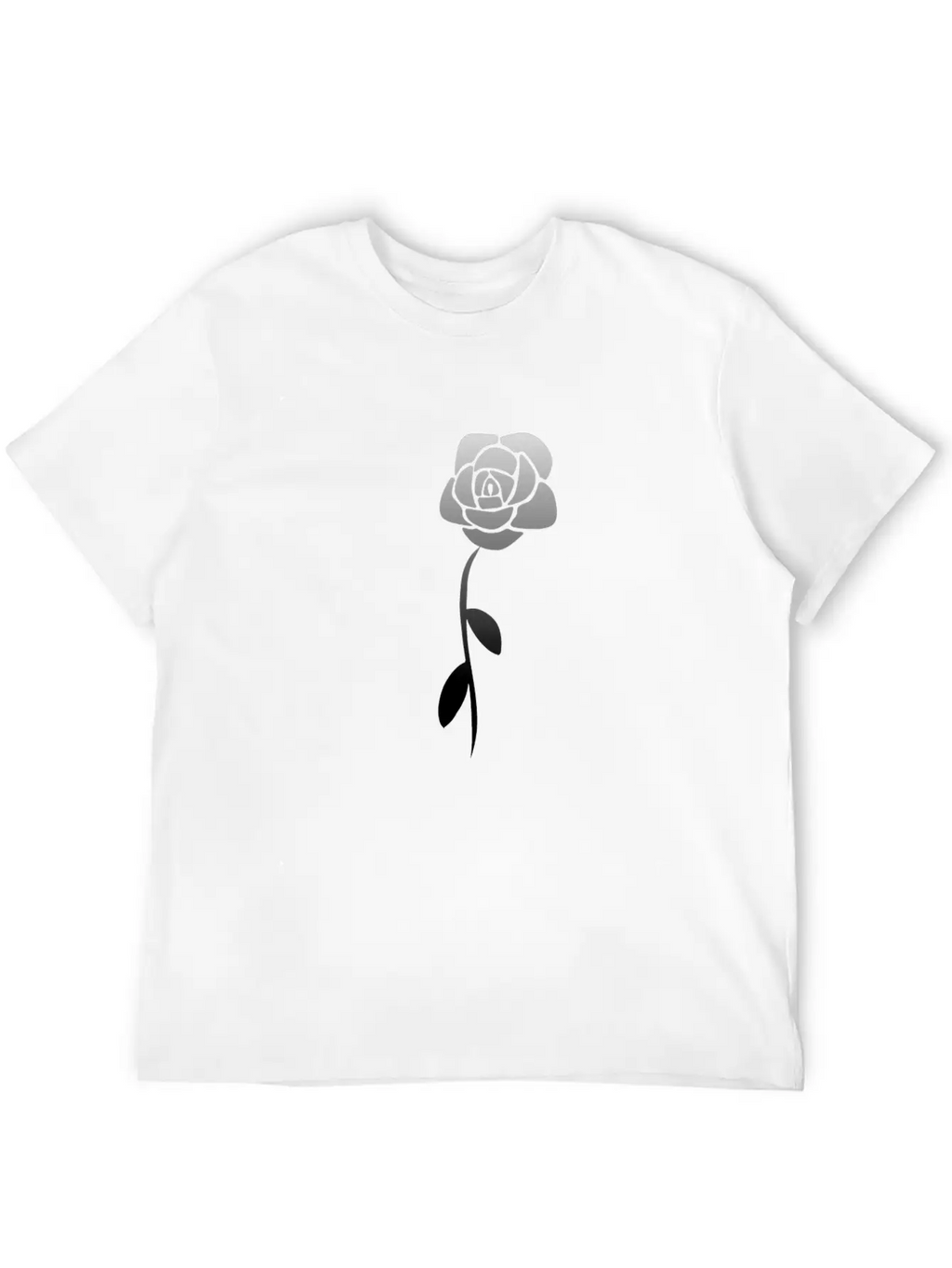 Gray Flower Plant Blossom Breathable Soft Cotton T-Shirt – Timeless Casual Look