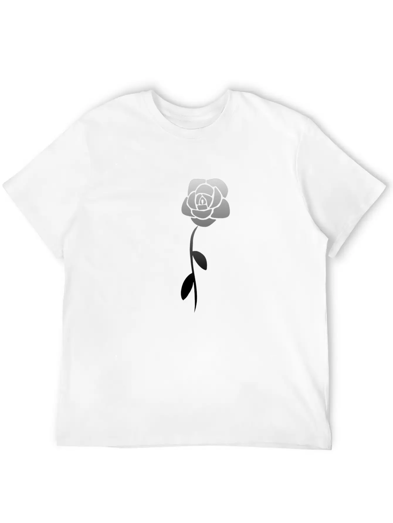 Gray Flower Plant Blossom Breathable Soft Cotton T-Shirt – Timeless Casual Look