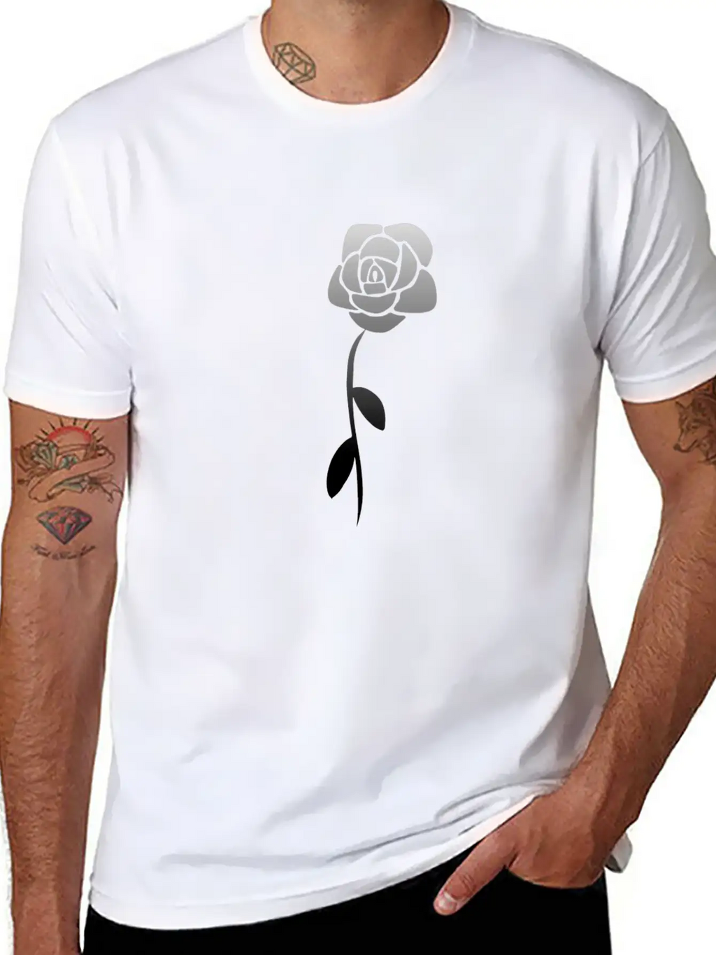 Gray Flower Plant Blossom Breathable Soft Cotton T-Shirt – Timeless Casual Look