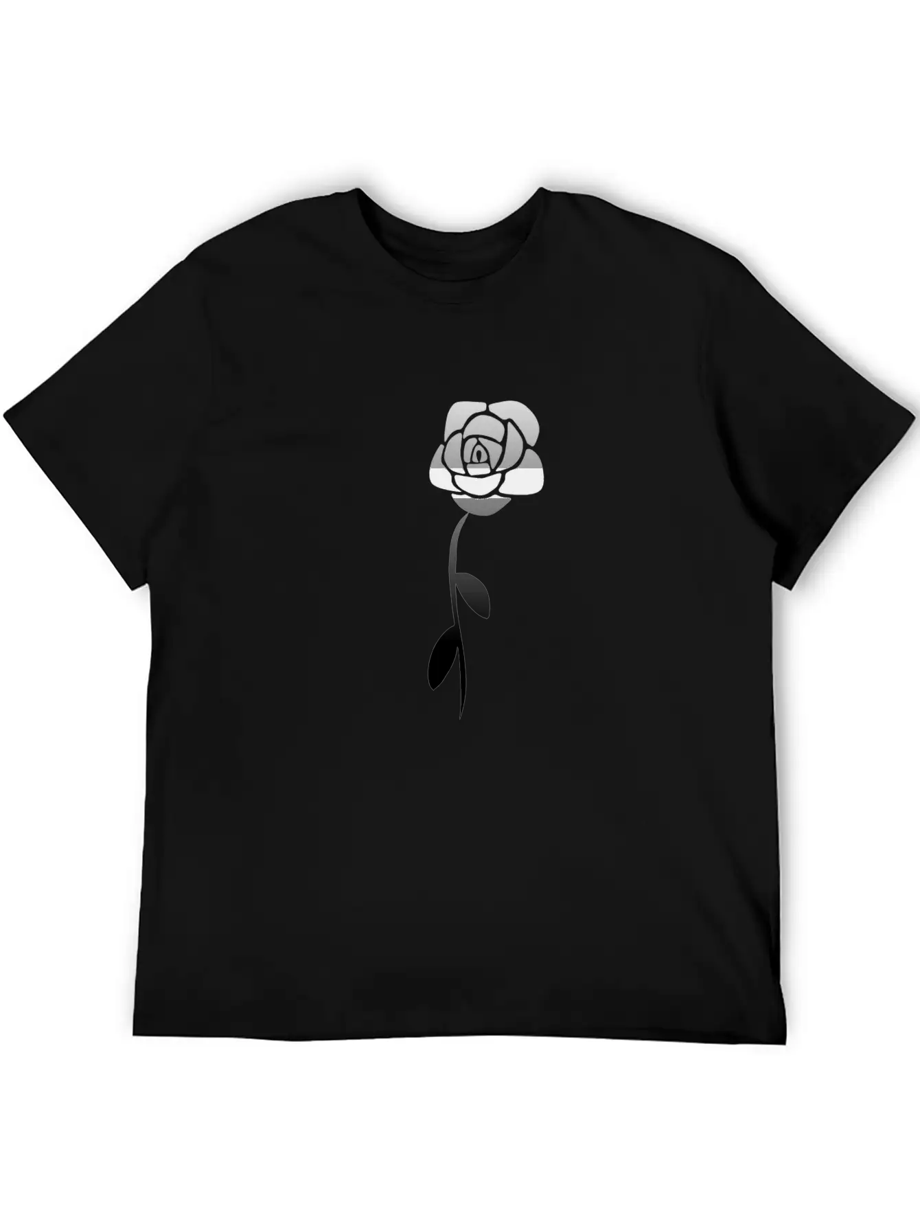 Gray Flower Plant Blossom Breathable Soft Cotton T-Shirt – Timeless Casual Look