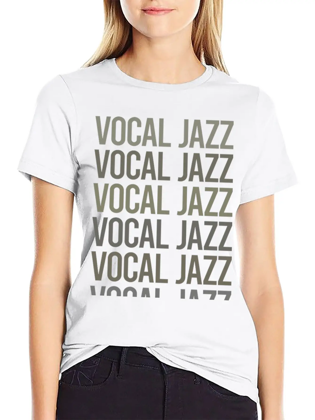 Gray Text Art Vocal Jazz Breathable Soft Cotton T-Shirt – Timeless Casual Look