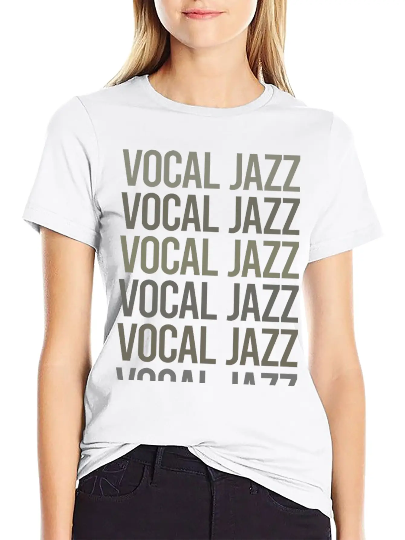 Gray Text Art Vocal Jazz Breathable Soft Cotton T-Shirt – Timeless Casual Look