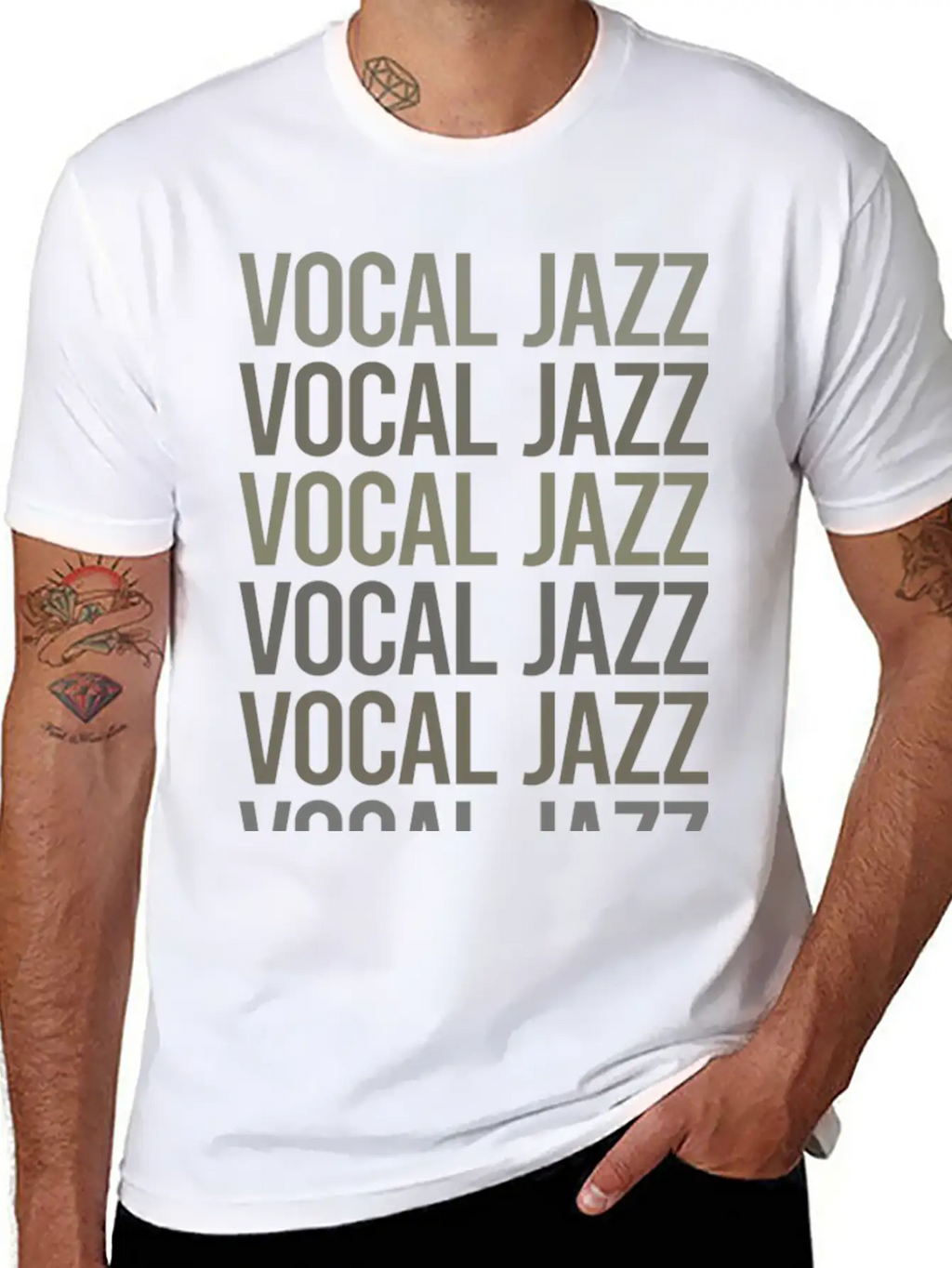 Gray Text Art Vocal Jazz Breathable Soft Cotton T-Shirt – Timeless Casual Look