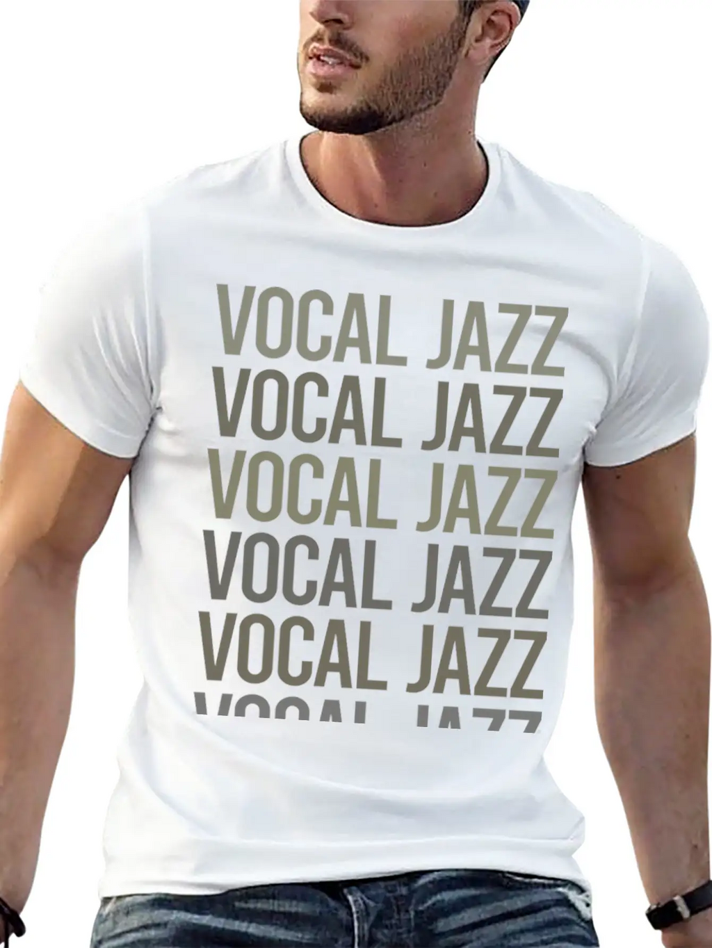 Gray Text Art Vocal Jazz Breathable Soft Cotton T-Shirt – Timeless Casual Look