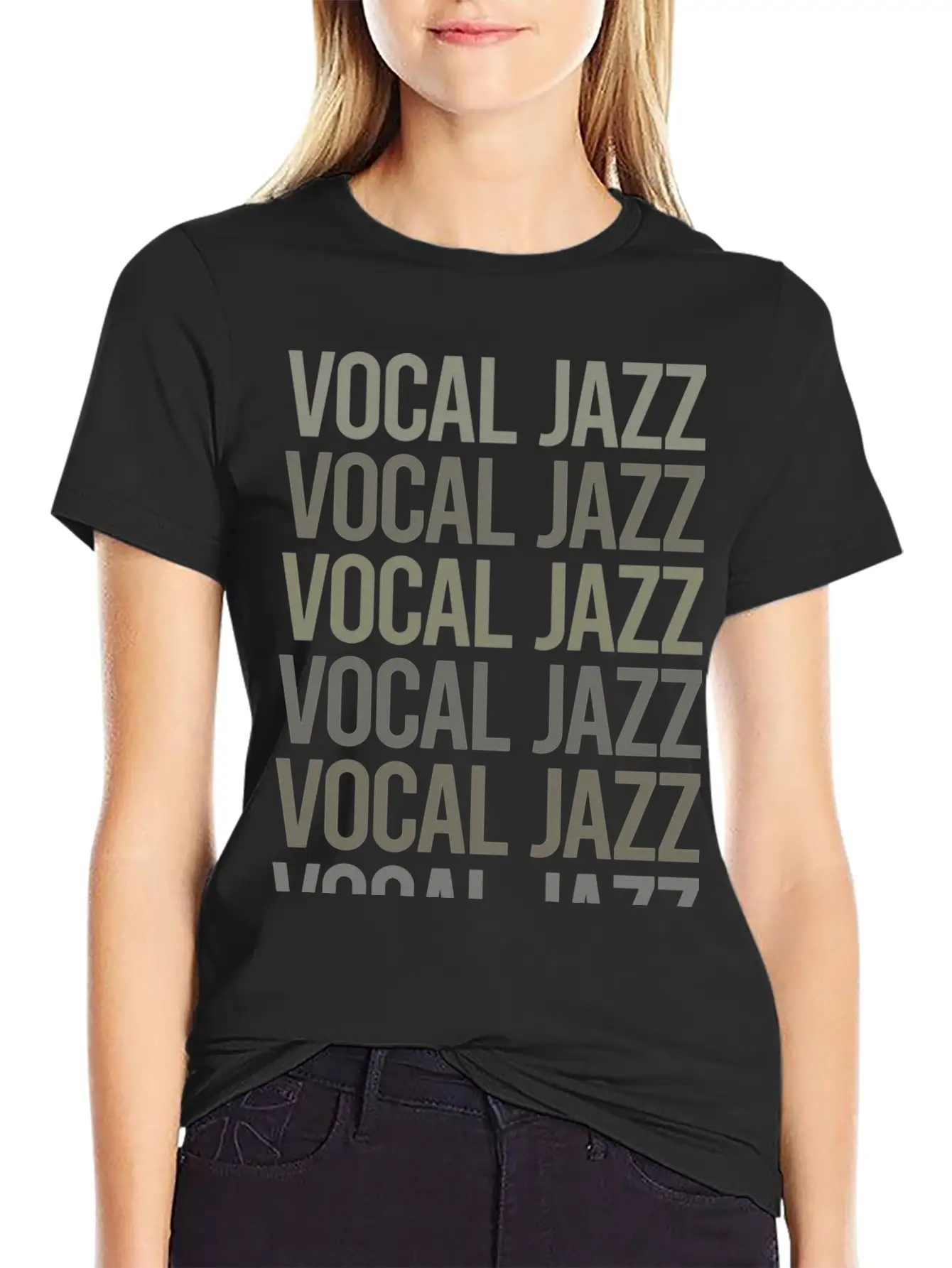 Gray Text Art Vocal Jazz Breathable Soft Cotton T-Shirt – Timeless Casual Look