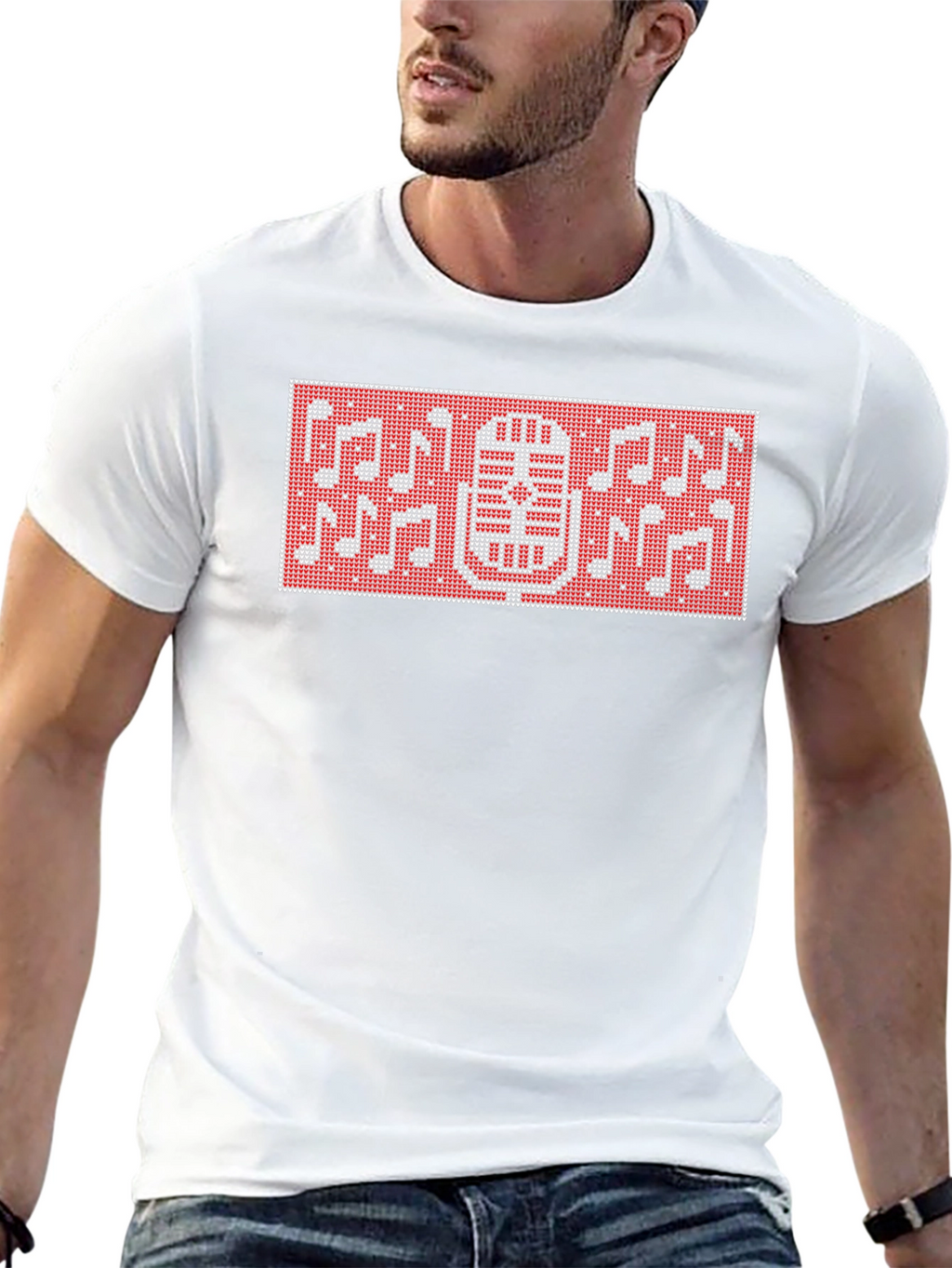 Retro Microphone & Notes Graphic T-Shirt