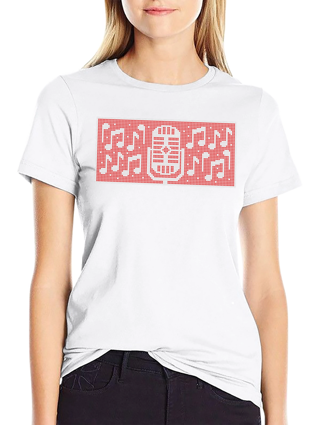 Retro Microphone & Notes Graphic T-Shirt