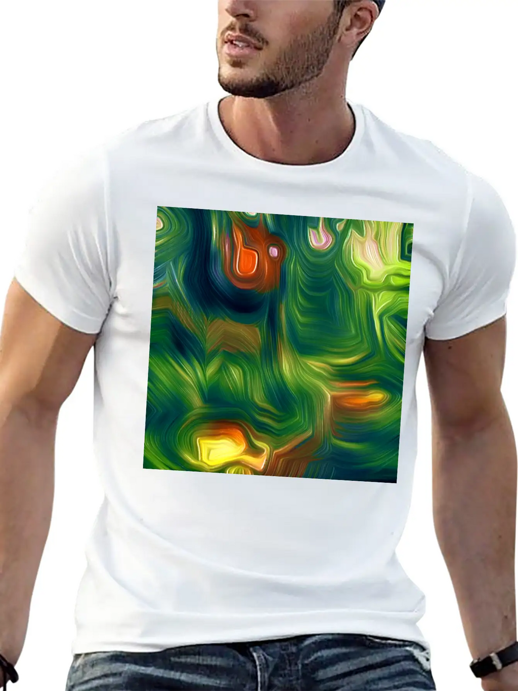 Great Moss Digital Art Abstract Painting Classic Cotton Tee – Unisex Comfort For Any Season