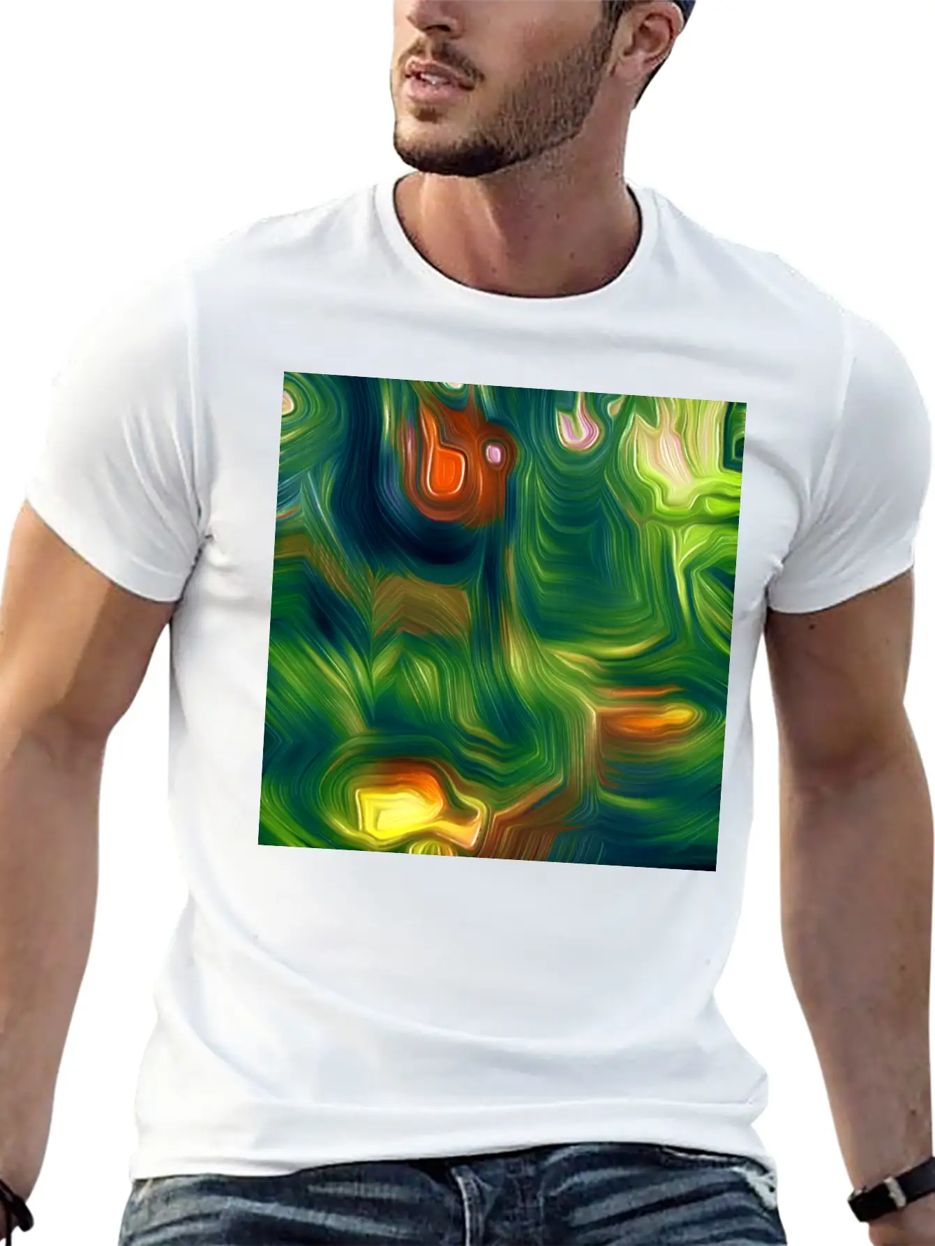 Great Moss Digital Art Abstract Painting Classic Cotton Tee – Unisex Comfort For Any Season