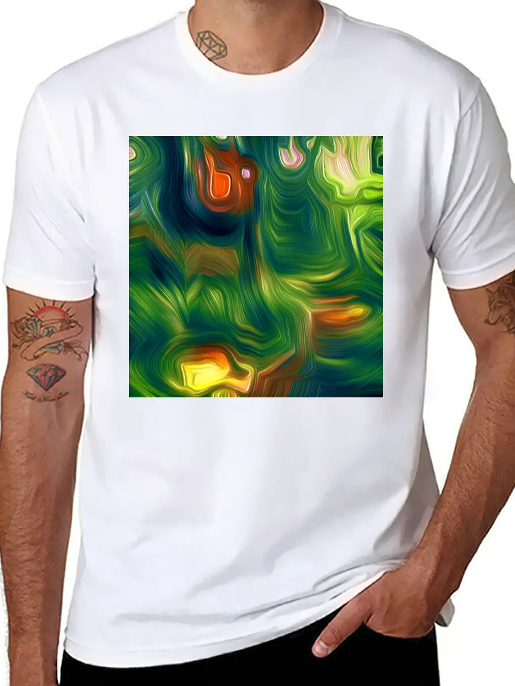 Great Moss Digital Art Abstract Painting Classic Cotton Tee – Unisex Comfort For Any Season