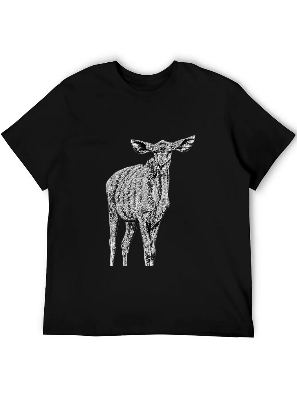 Greater Kudu - African Antelope - Ink Illustration Unisex Casual T-Shirt – Clean Design For Daily Comfort