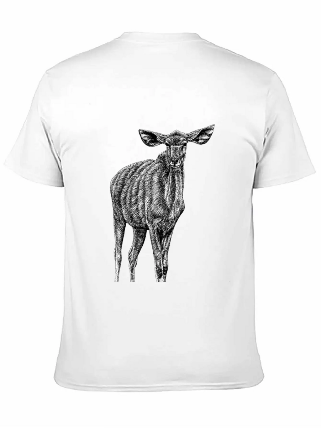 Greater Kudu - African Antelope - Ink Illustration Unisex Casual T-Shirt – Clean Design For Daily Comfort