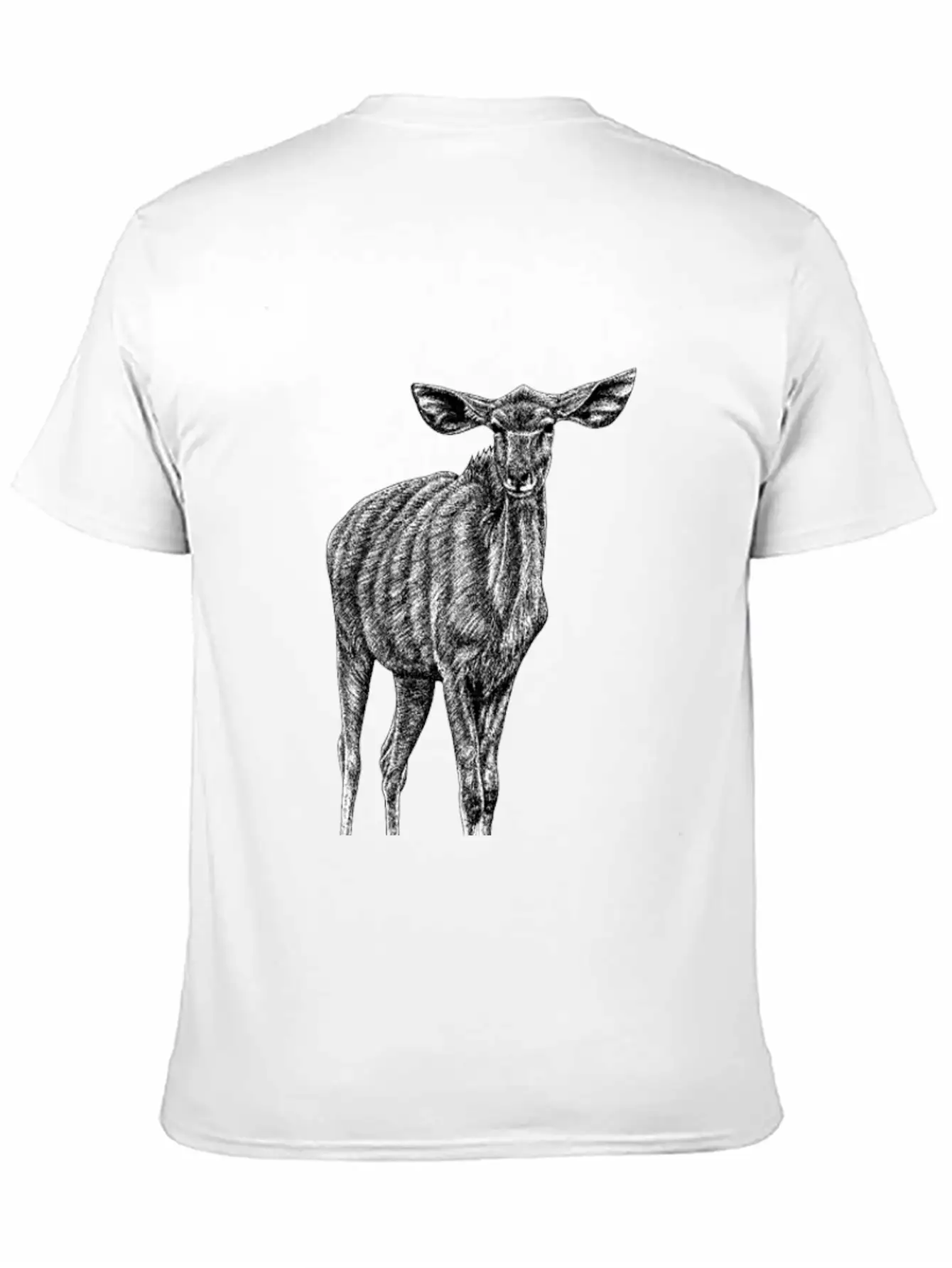 Greater Kudu - African Antelope - Ink Illustration Unisex Casual T-Shirt – Clean Design For Daily Comfort