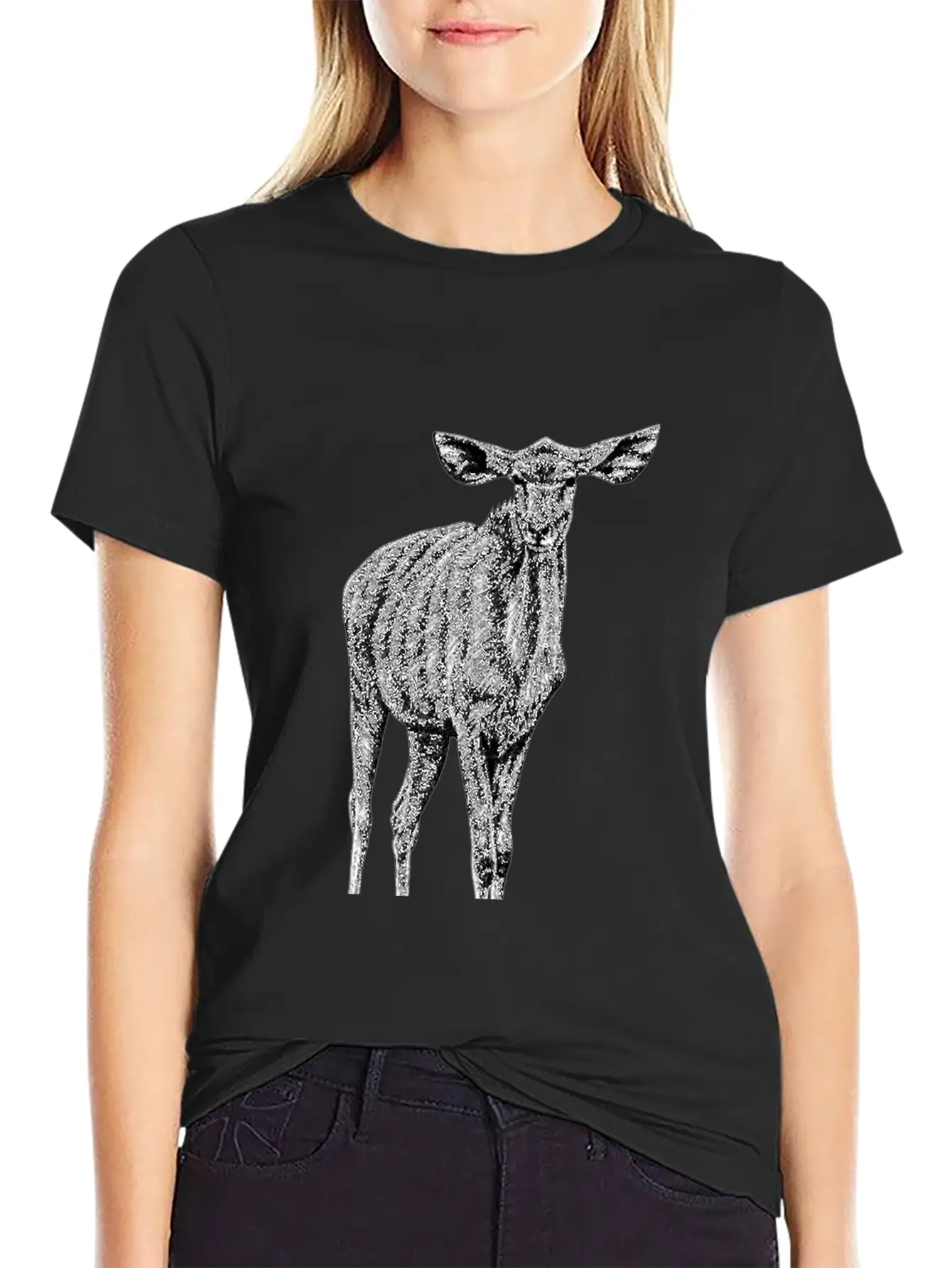 Greater Kudu - African Antelope - Ink Illustration Unisex Casual T-Shirt – Clean Design For Daily Comfort
