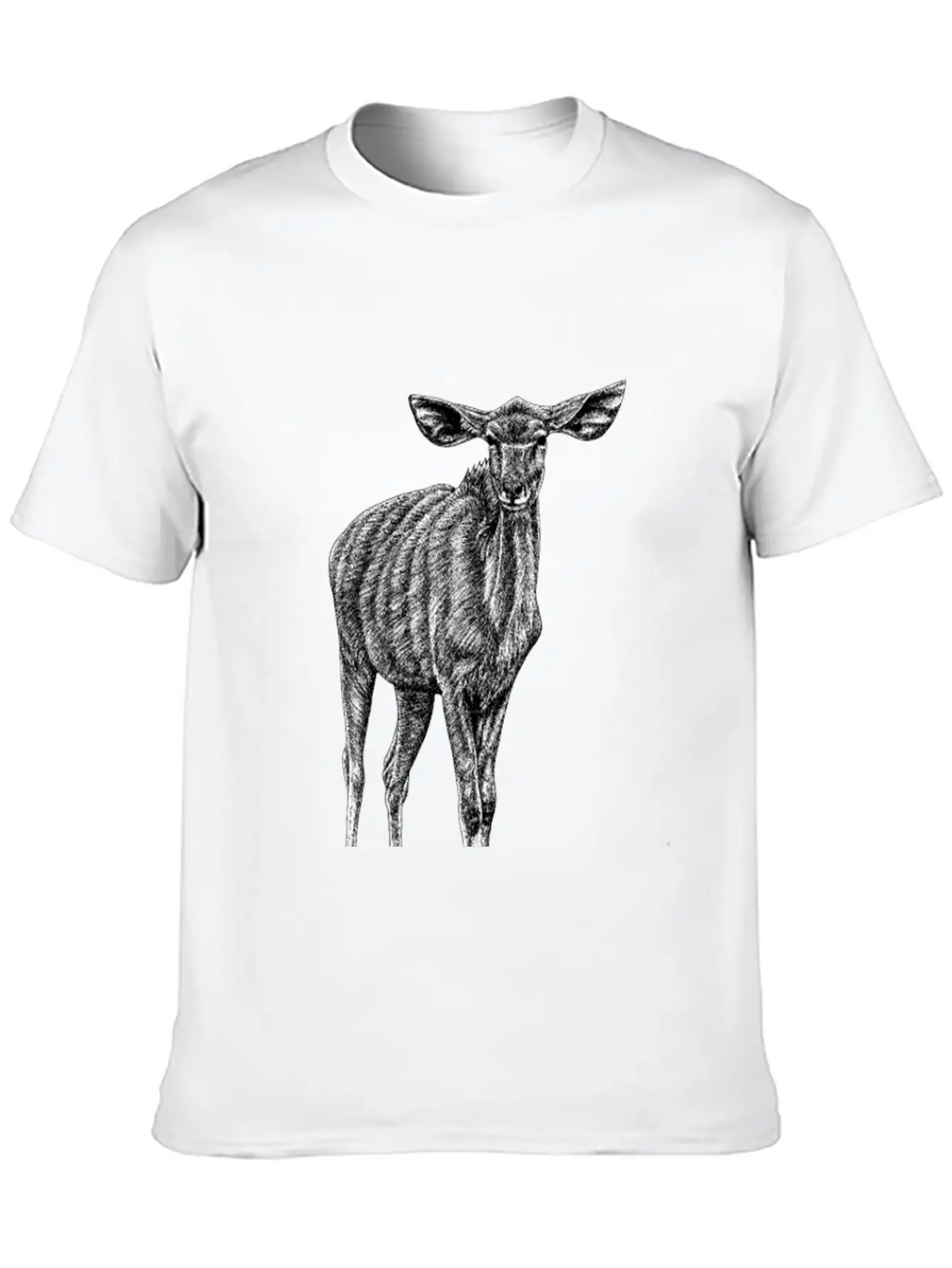 Greater Kudu - African Antelope - Ink Illustration Unisex Casual T-Shirt – Clean Design For Daily Comfort
