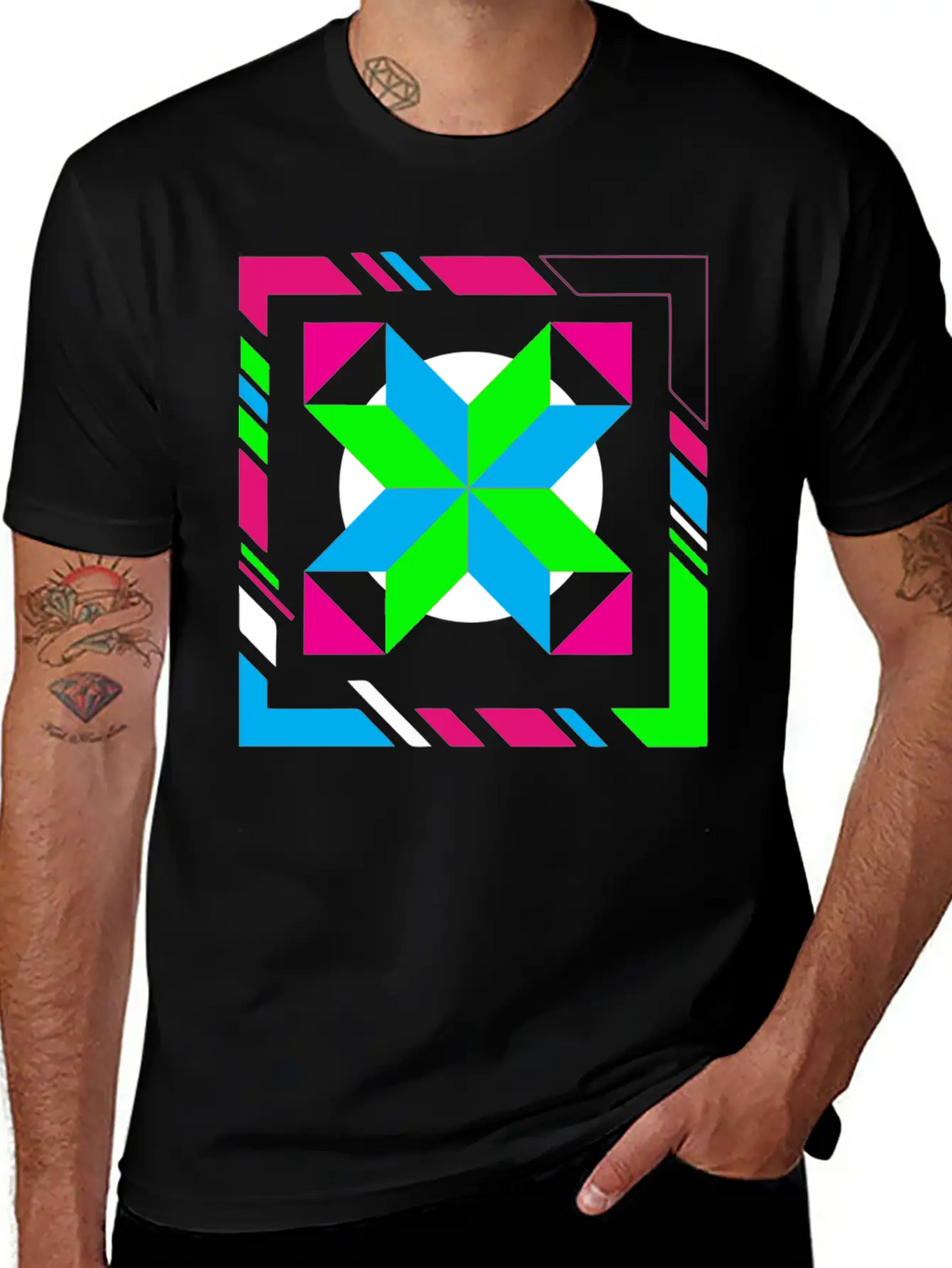 Green And Blue Abstract Art Timeless Short Sleeve Tee – Comfy And Minimalist Design