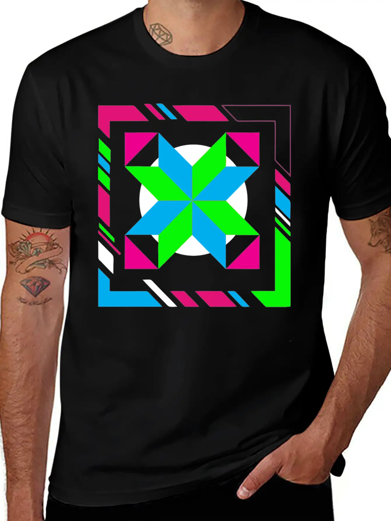 Green And Blue Abstract Art Timeless Short Sleeve Tee – Comfy And Minimalist Design