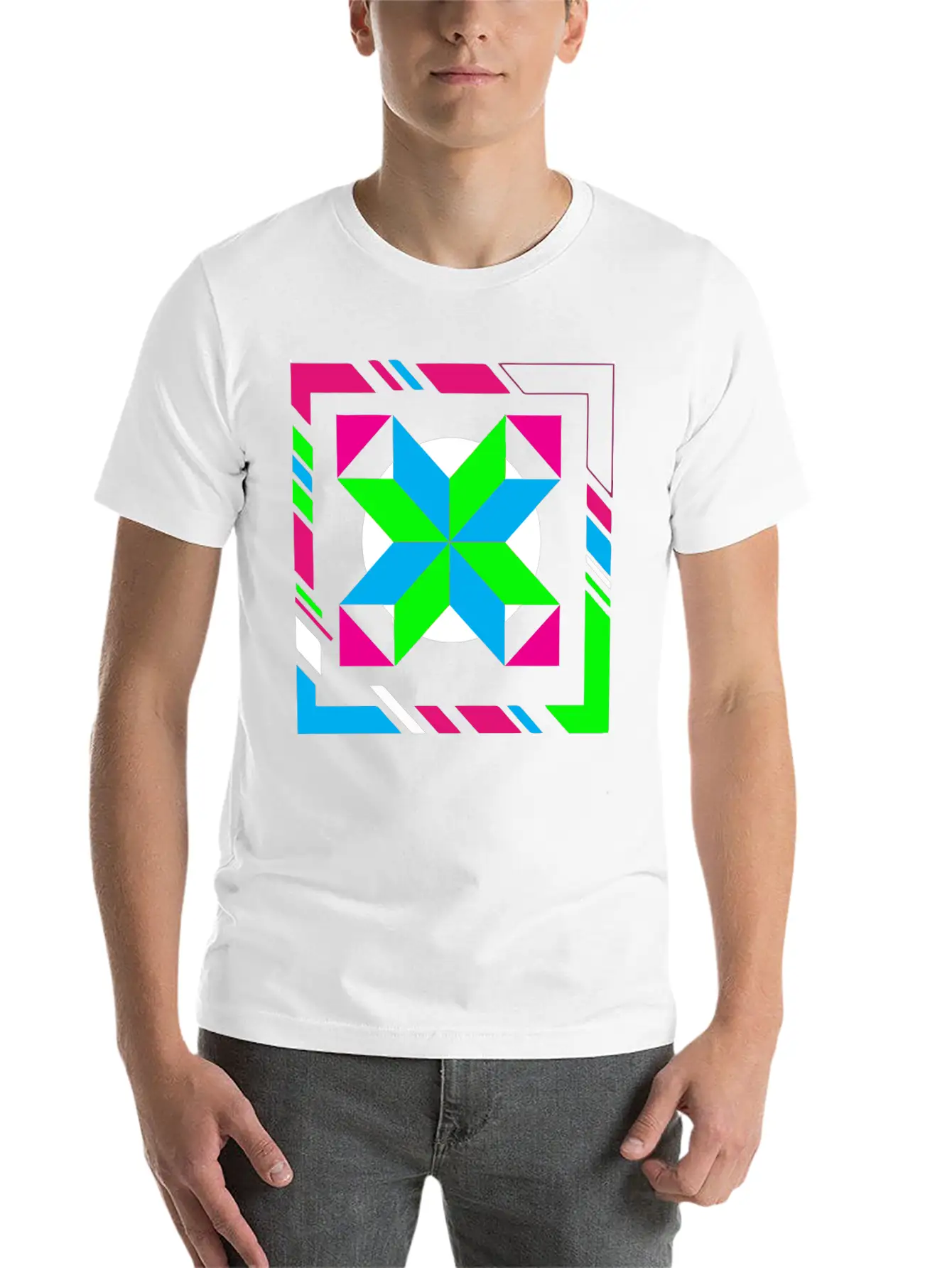 Green And Blue Abstract Art Timeless Short Sleeve Tee – Comfy And Minimalist Design