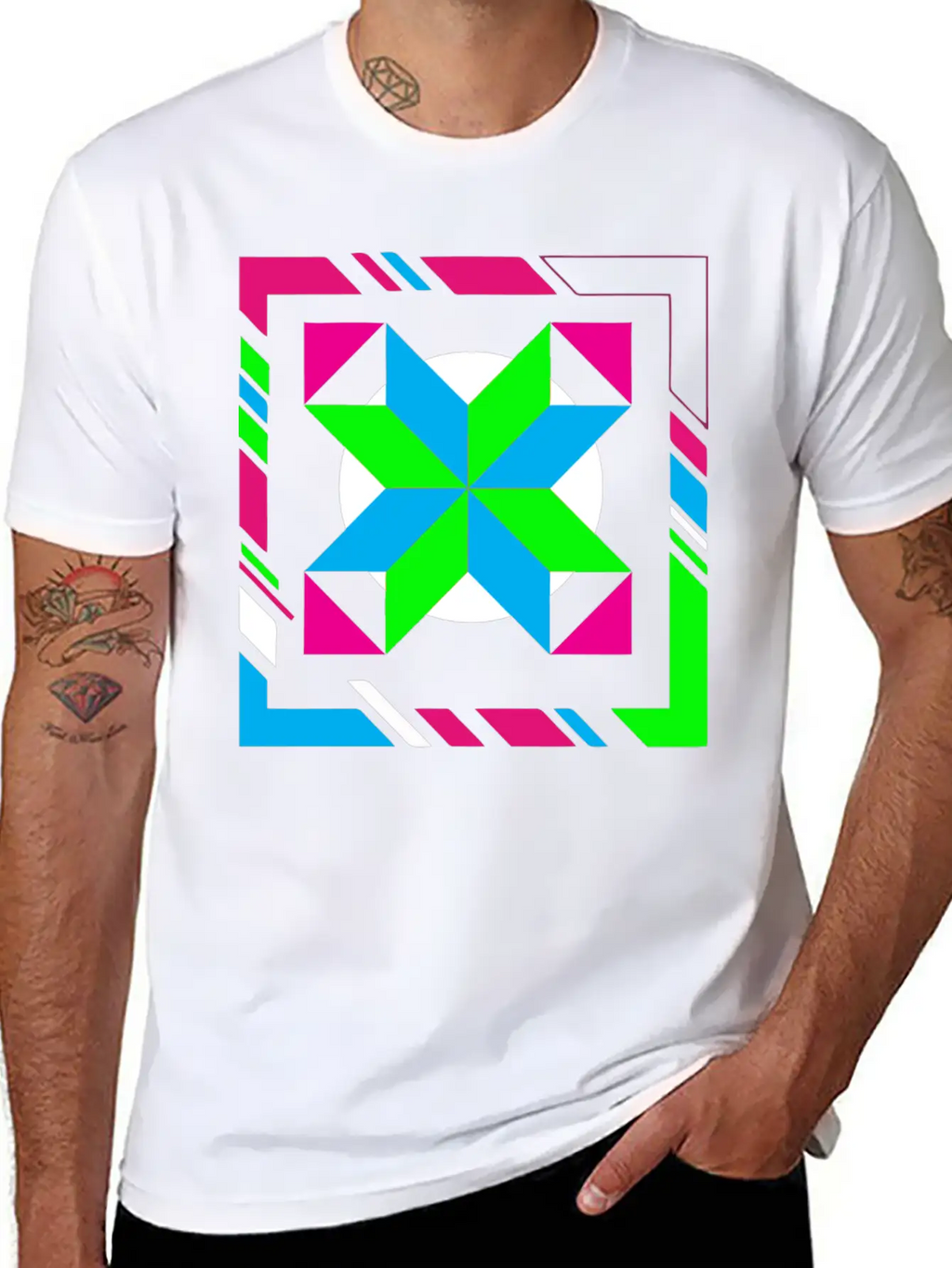 Green And Blue Abstract Art Timeless Short Sleeve Tee – Comfy And Minimalist Design