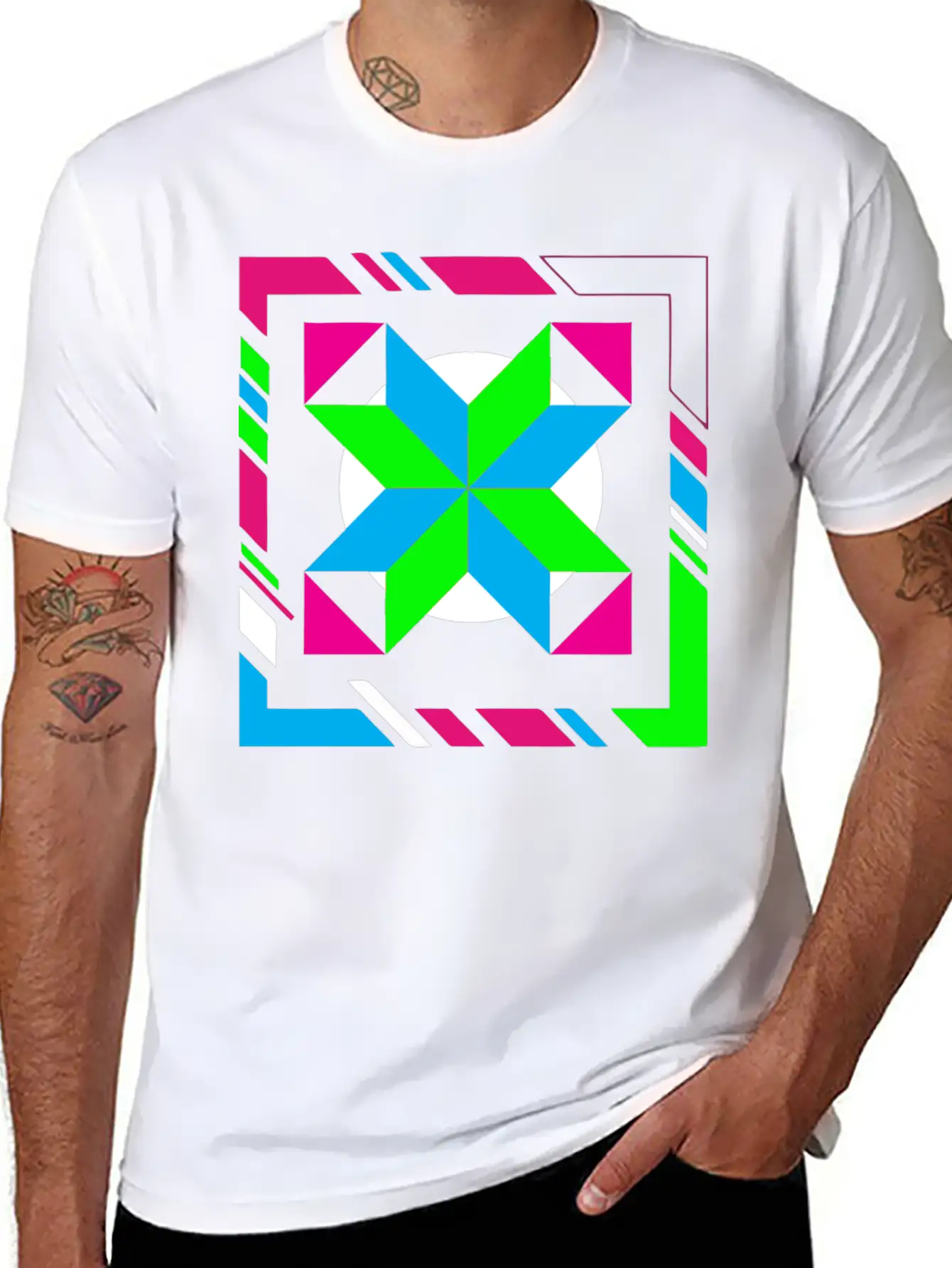 Green And Blue Abstract Art Timeless Short Sleeve Tee – Comfy And Minimalist Design